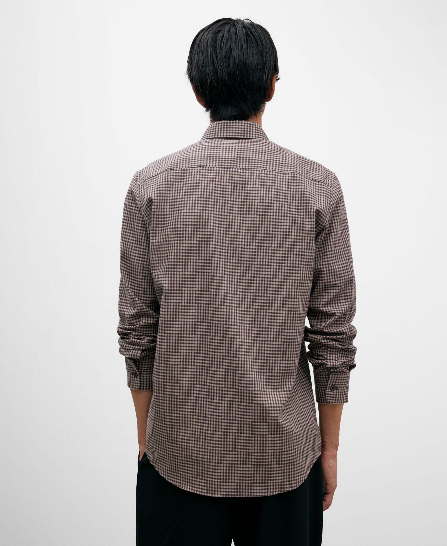 Brown checked cotton shirt image number 2