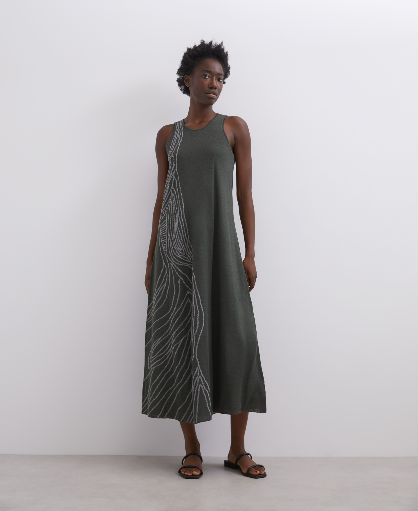 Two-tone jacquard linen dress image number 0