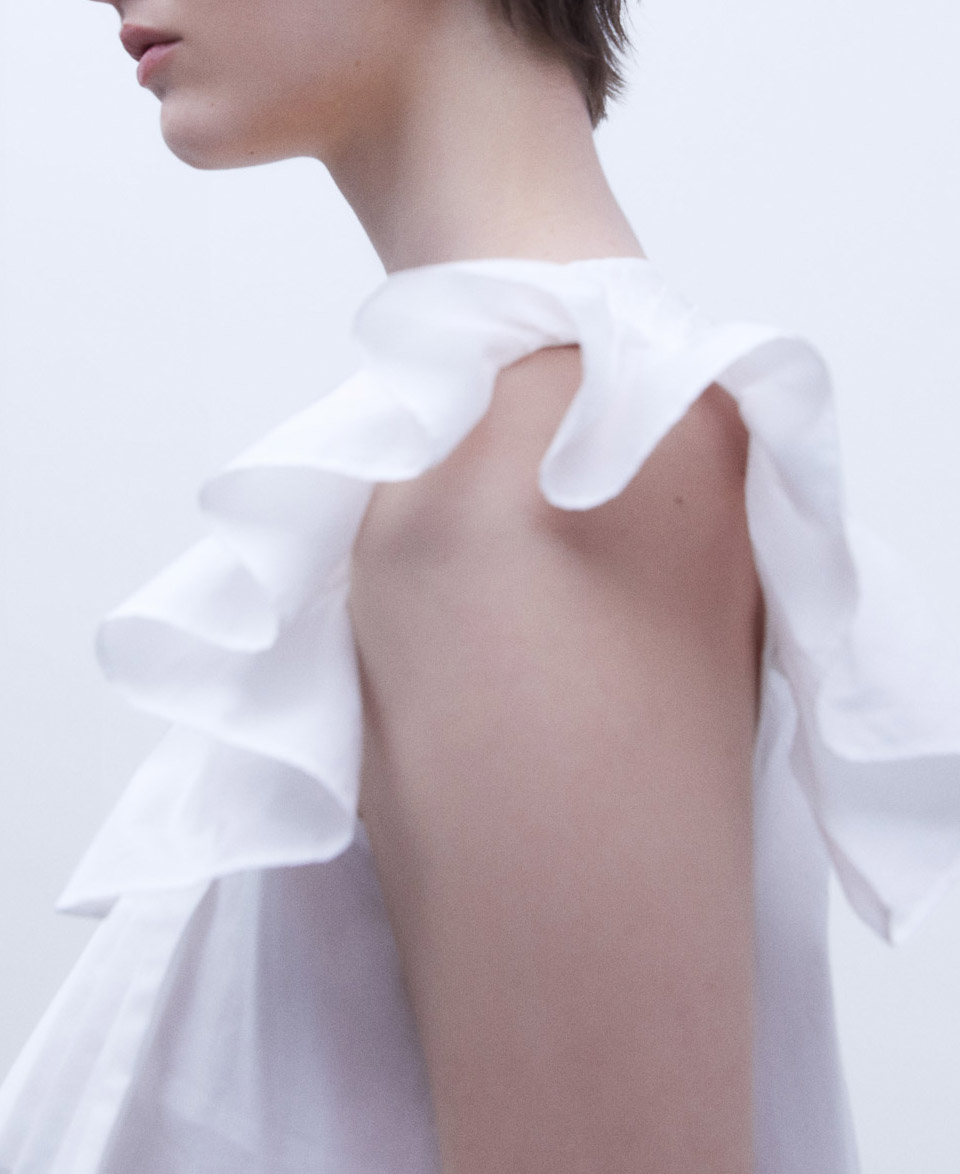 Ruffled square neckline top image number 3