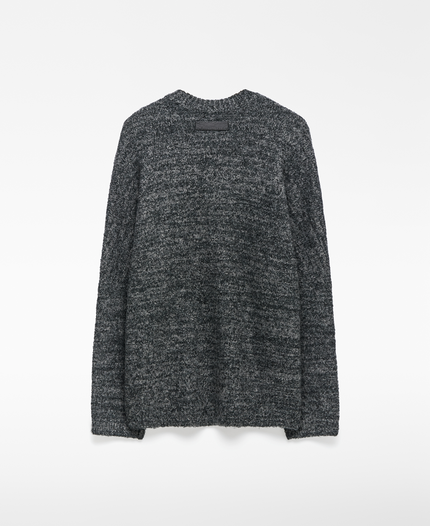 Crew collar melange knit sweater man image number 7