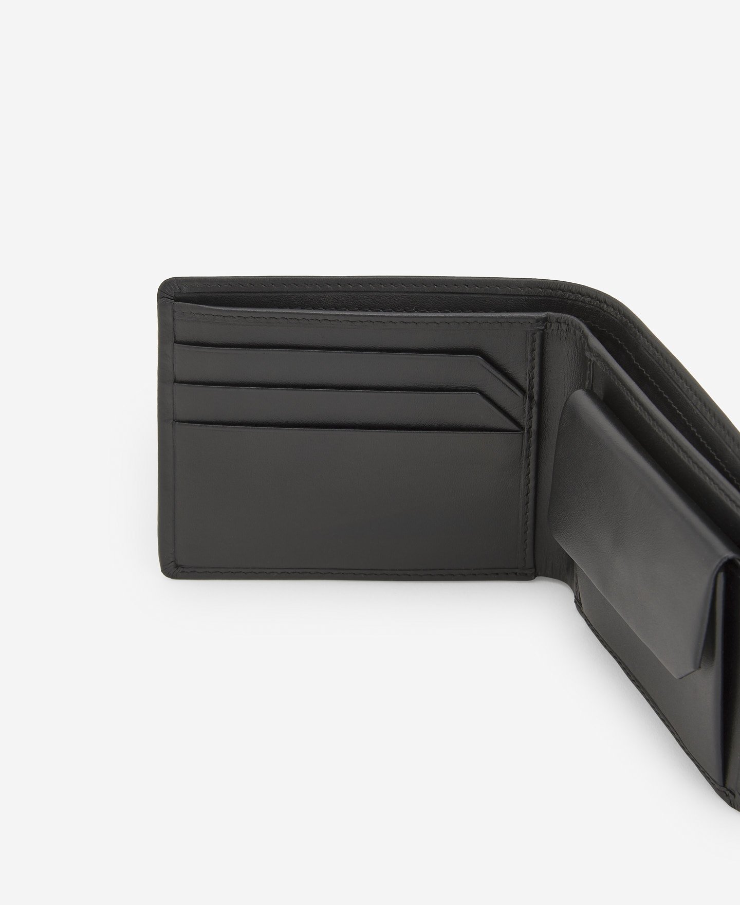 Black leather foldable wallet image number 1