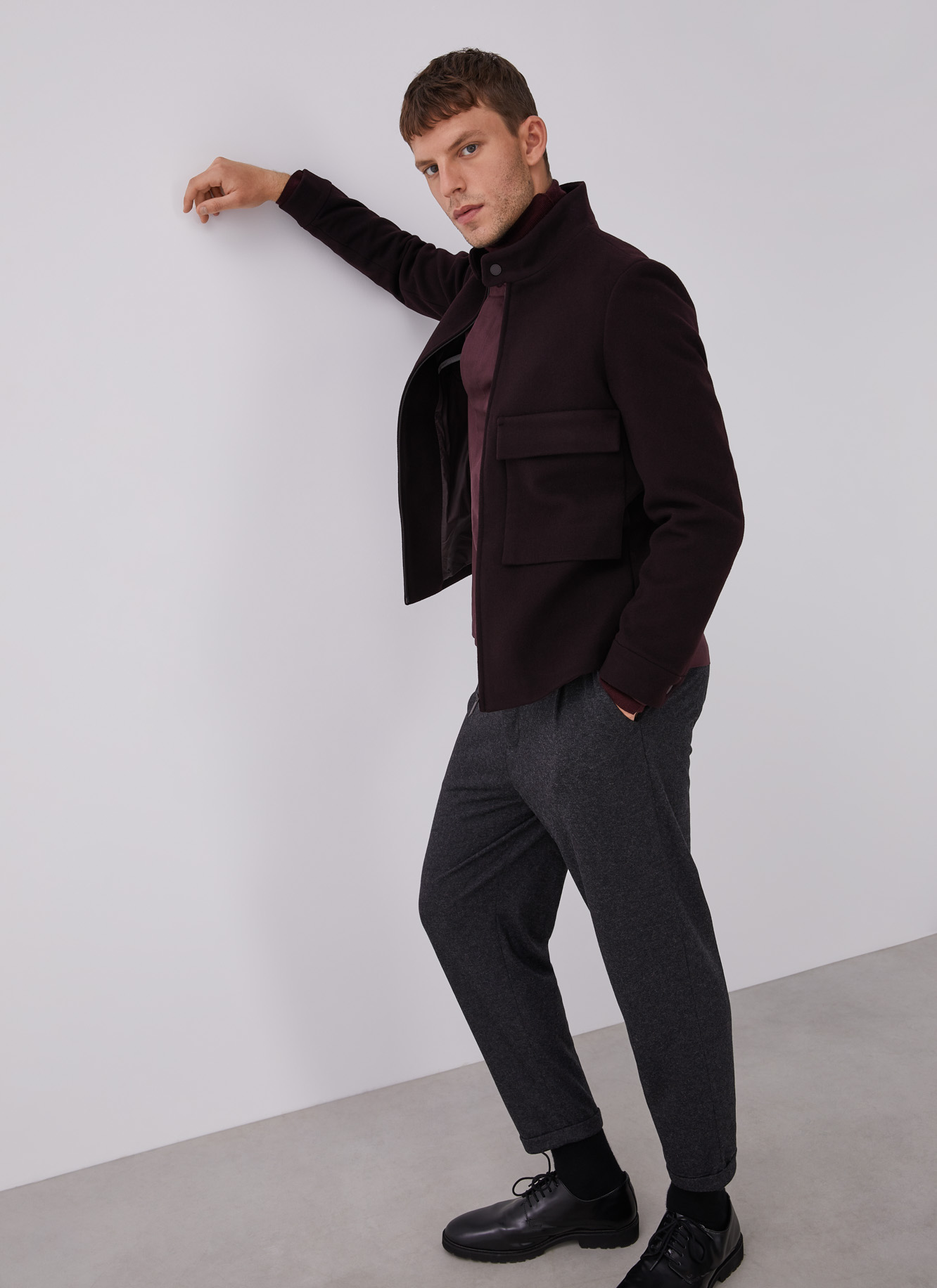 Wool jacket with patch pockets image number 5