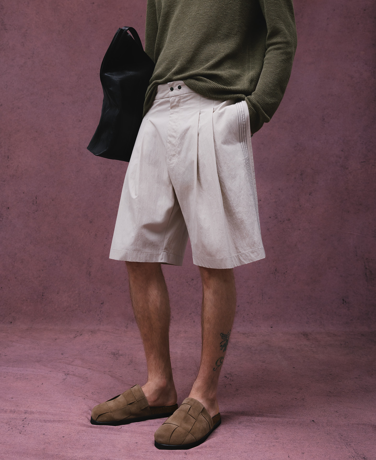 Bermuda oversize doble pinza hombre image number 0