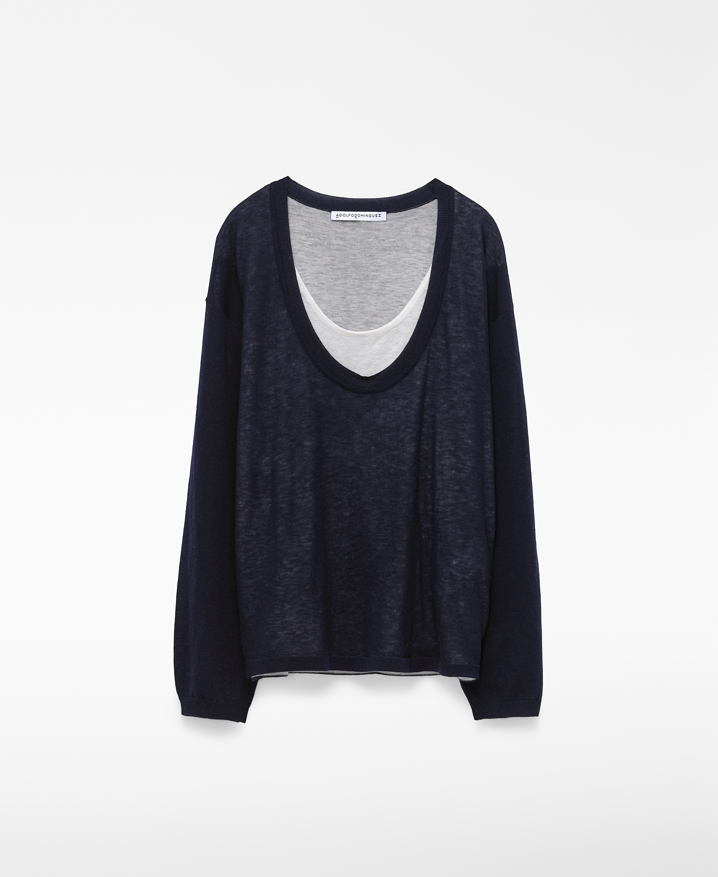 Merino wool double-layer knit sweater image number 6