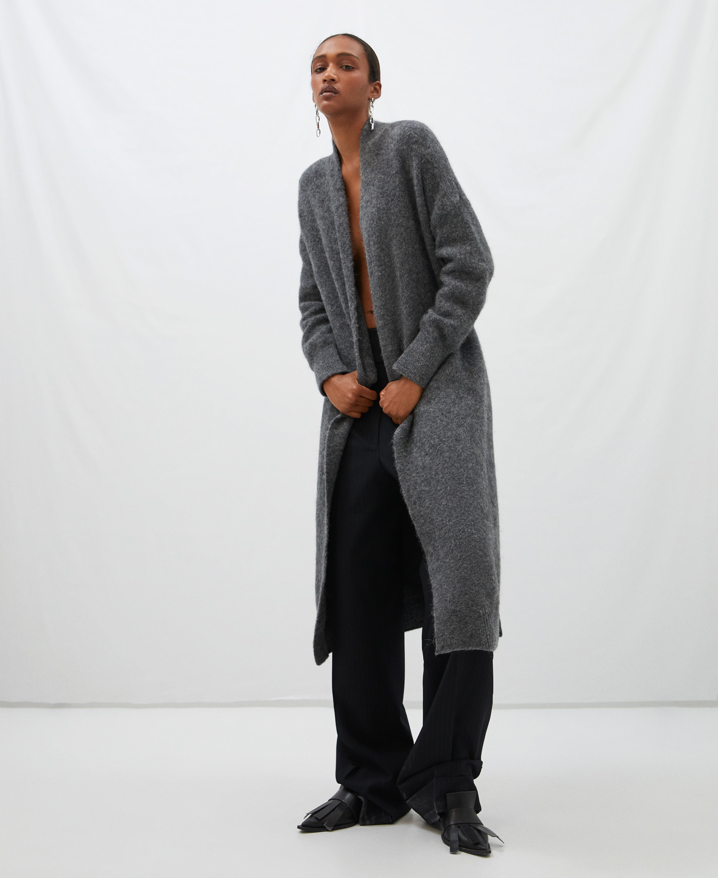 Merino wool and alpaca long jacket image number 1
