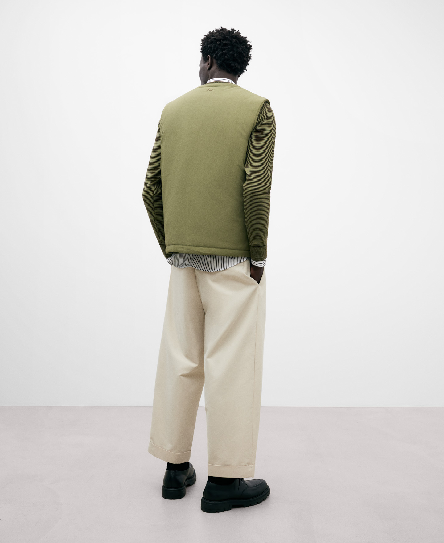 Padded khaki waistcoat image number 2