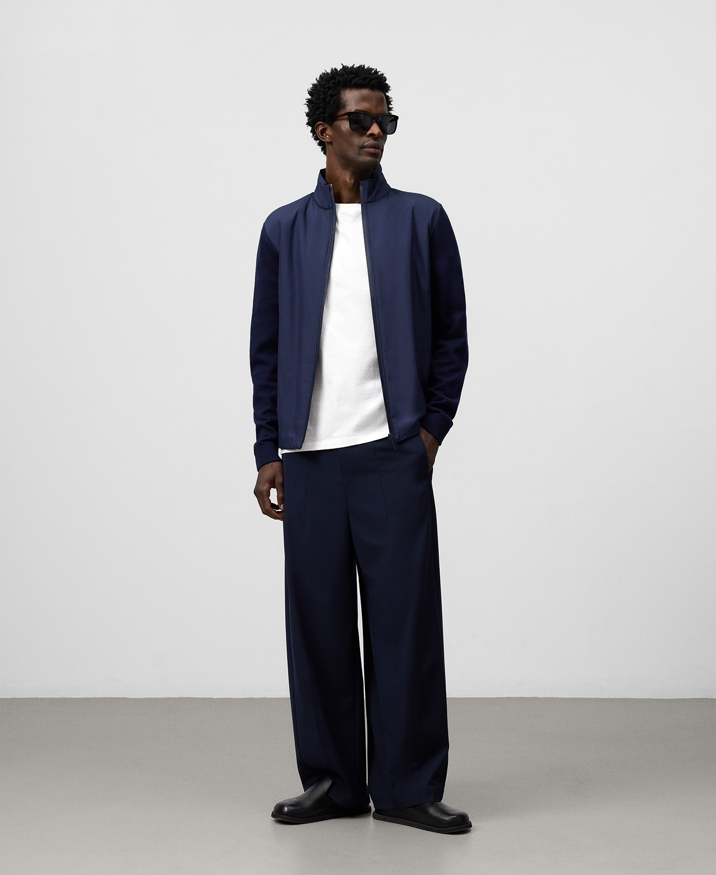 Knit and nylon cardigan man image number 1