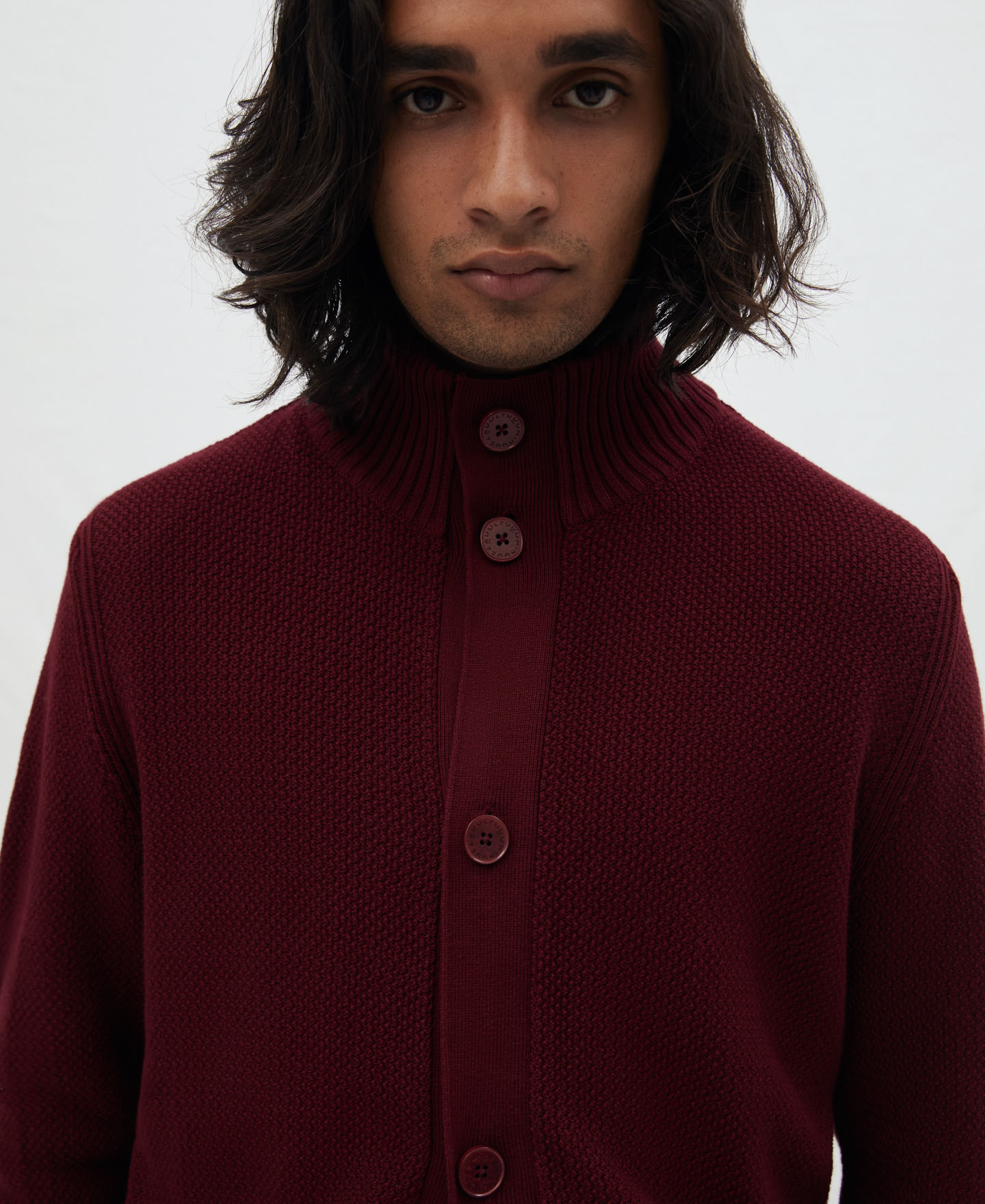 Cotton box-collared cardigan image number 3