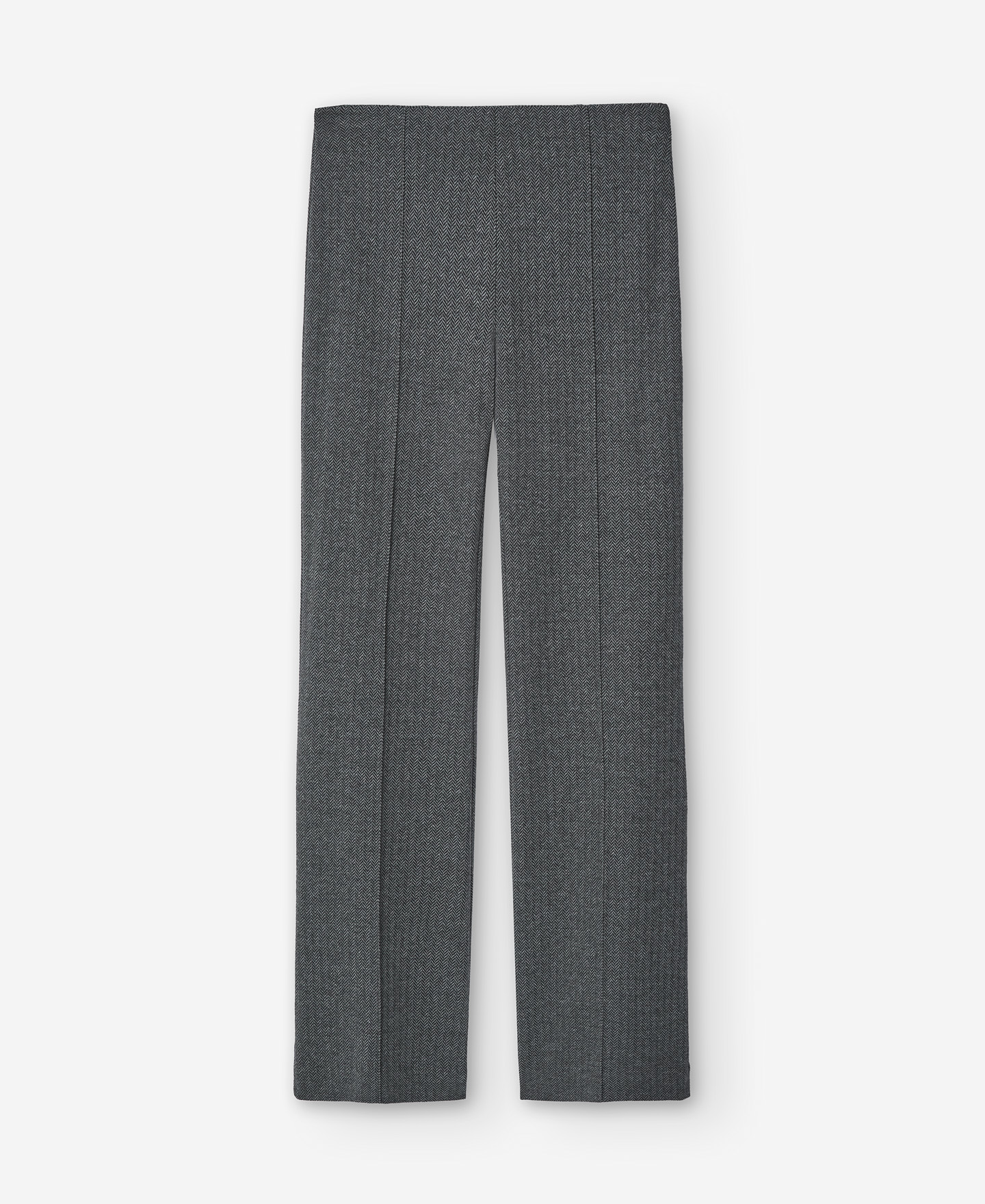Grey straight cut trousers for women image number 4