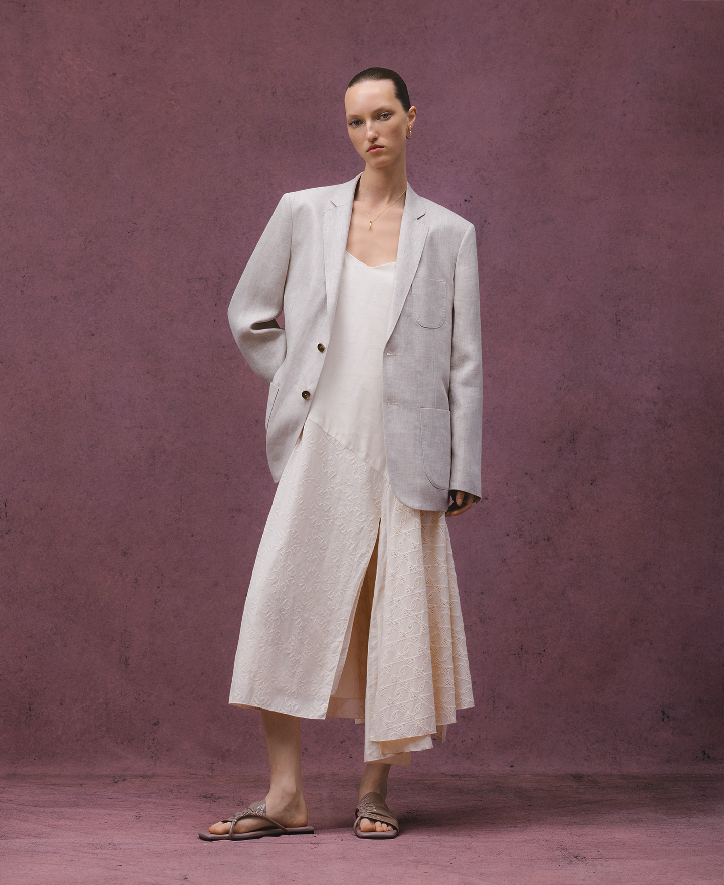 Asymmetrical combined dress woman image number 1
