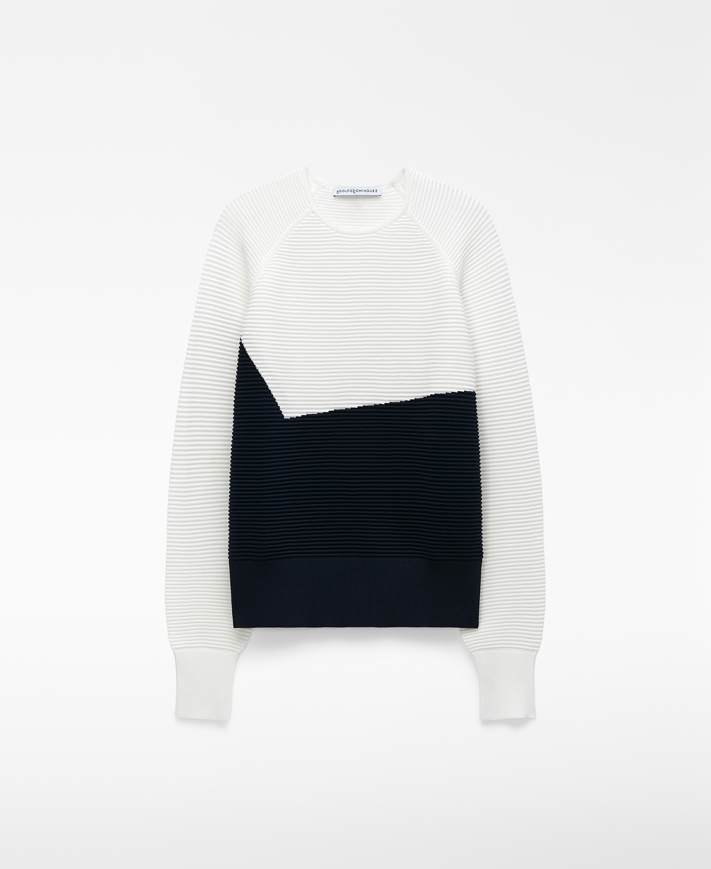 Two-tone structured knit sweater image number 4