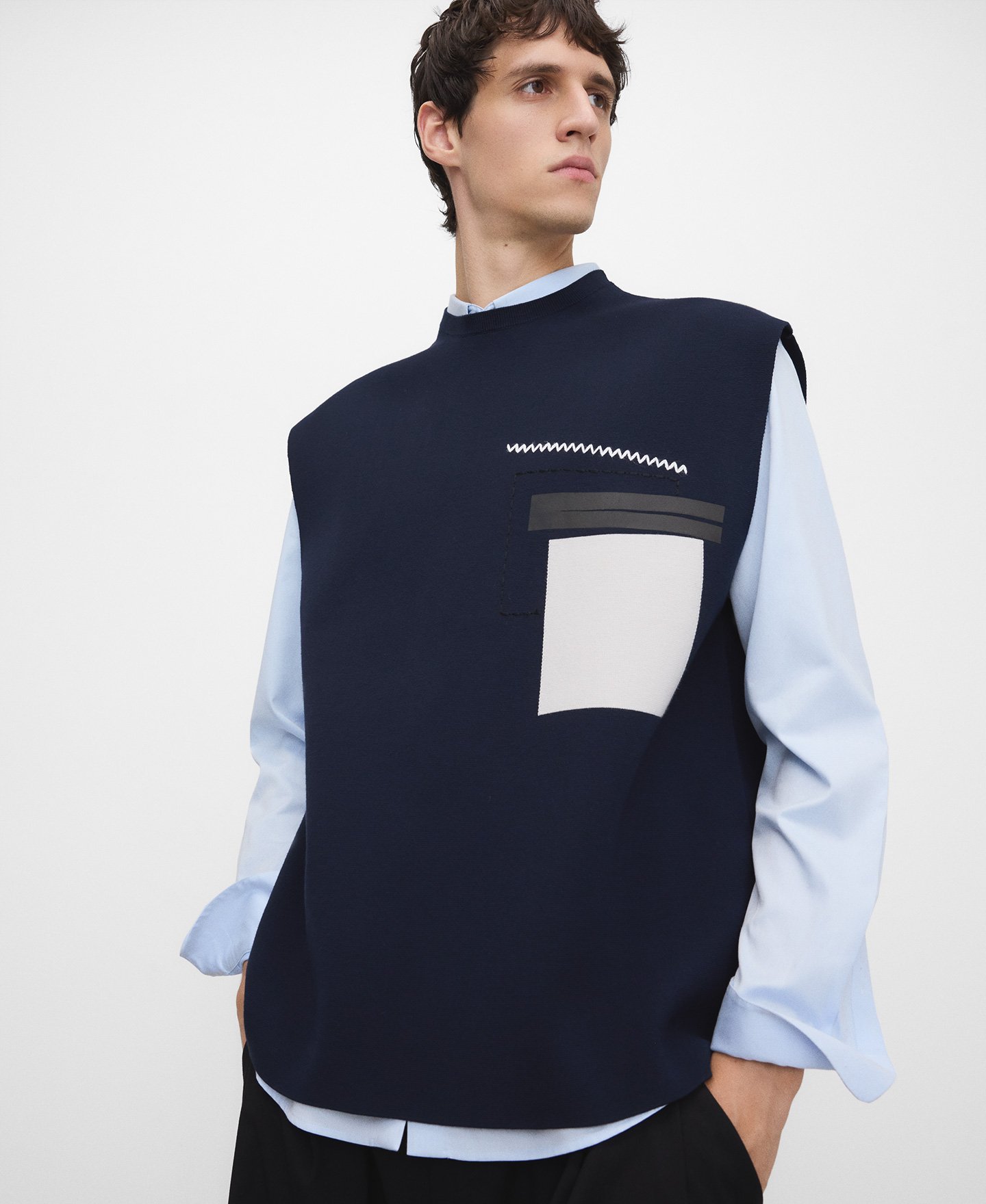 Intarsia knit vest man image number 0