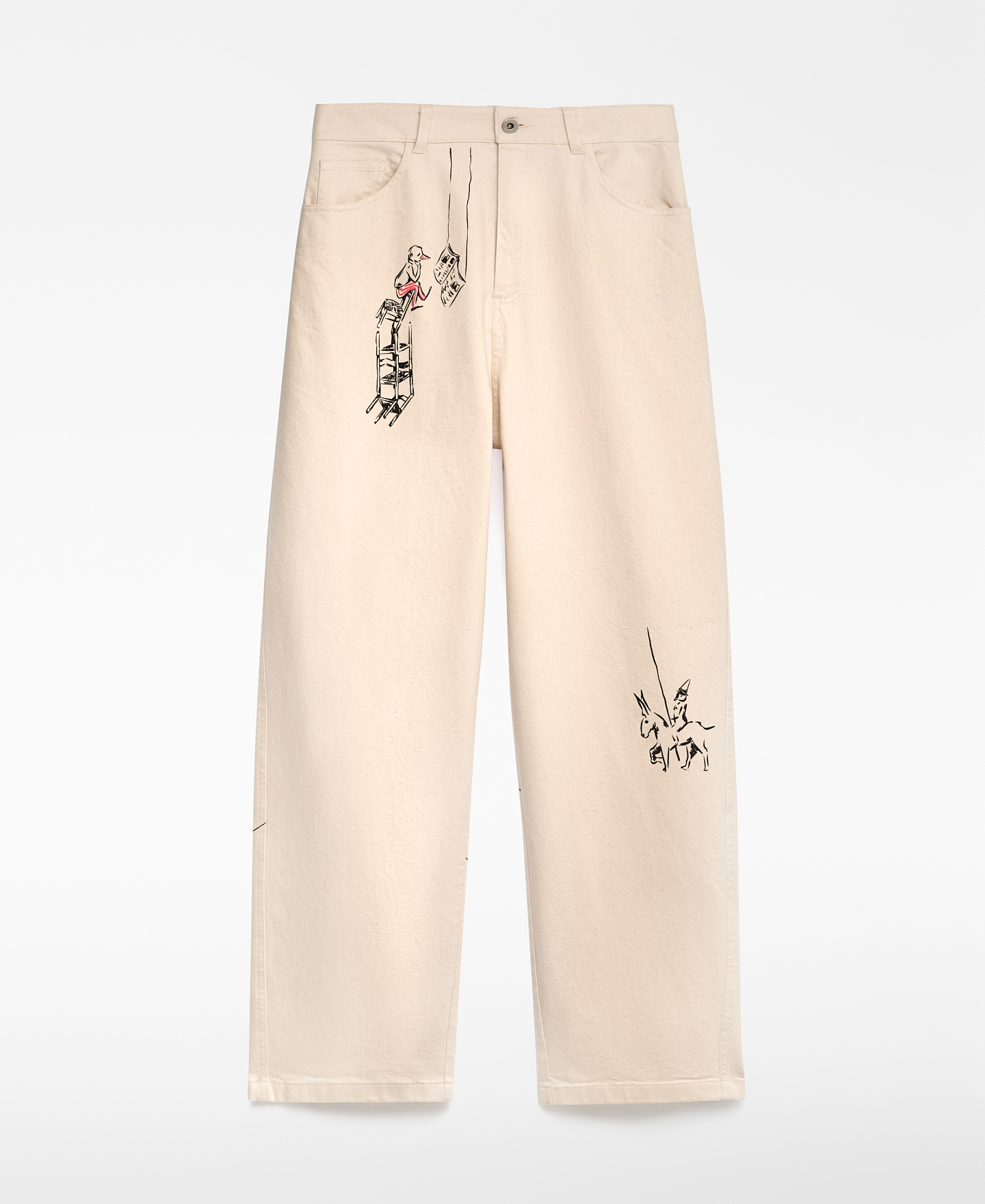 Pantal&oacute;n barrel fit estampado mujer image number 4