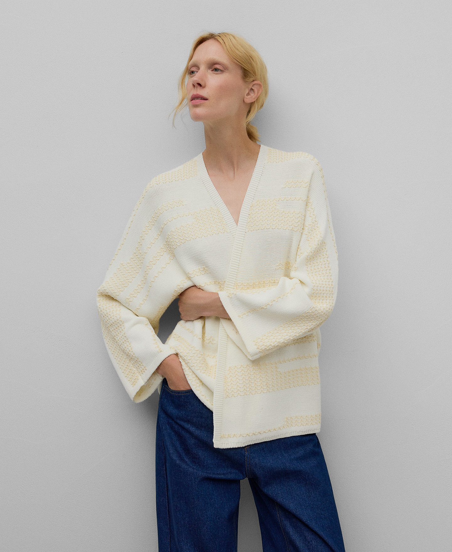 Veste jacquard écru pour femme image number 0