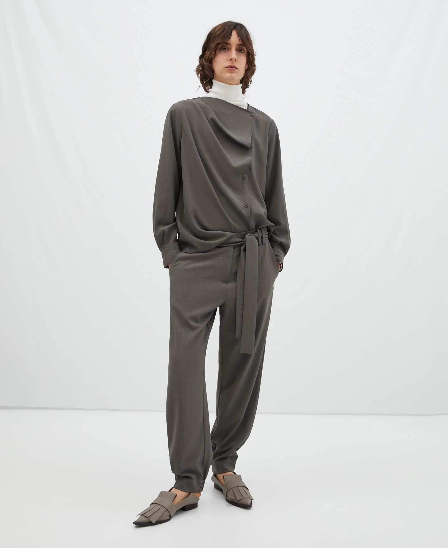 Diagonal placket shirt image number 1