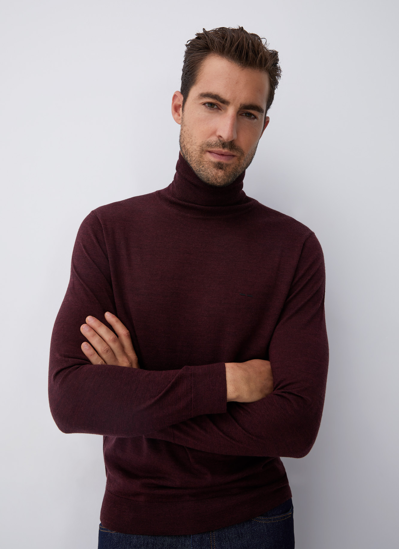 Merino wool sweater with high collar image number 0
