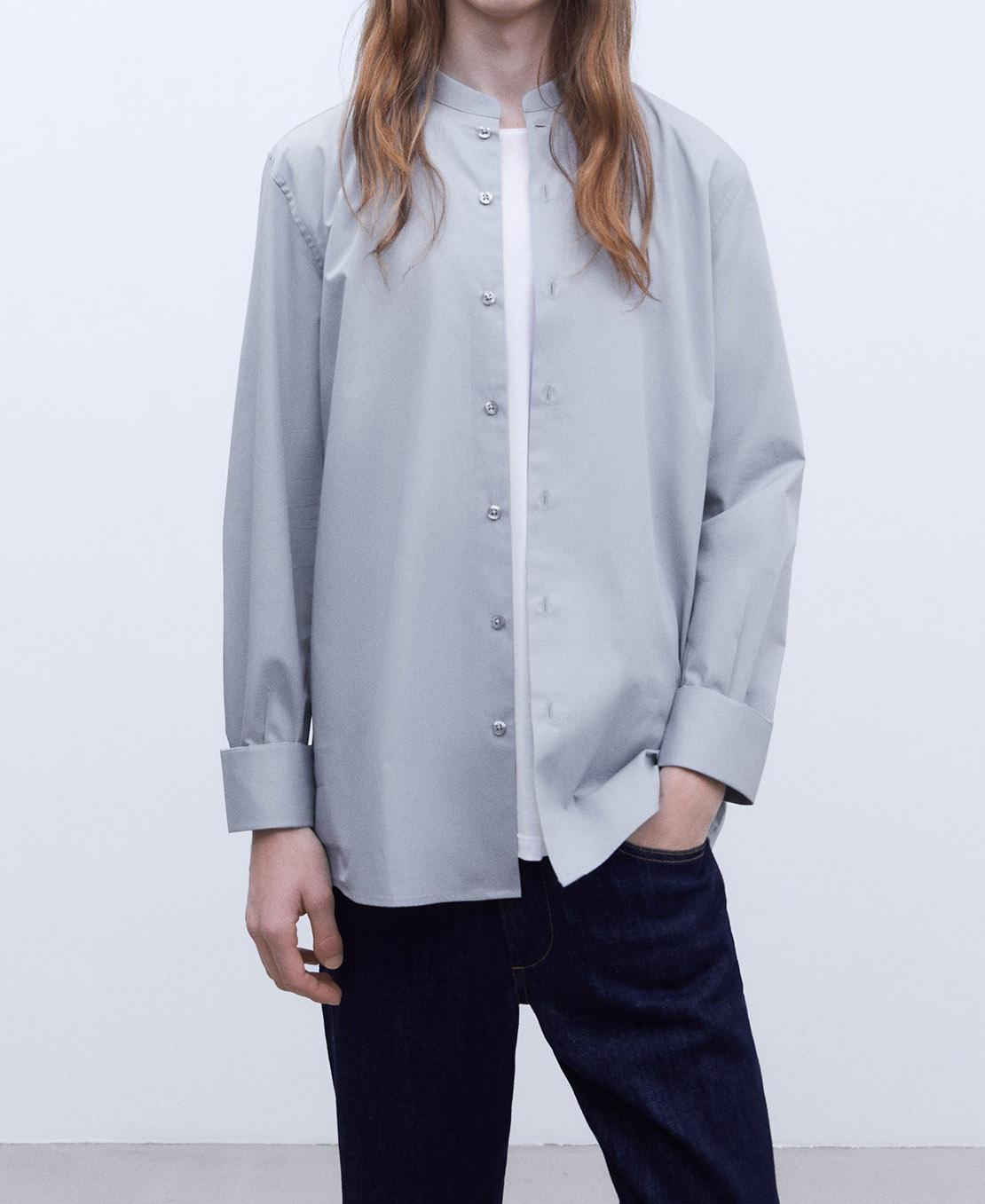 Organic cotton Mandarin collar shirt image number 0