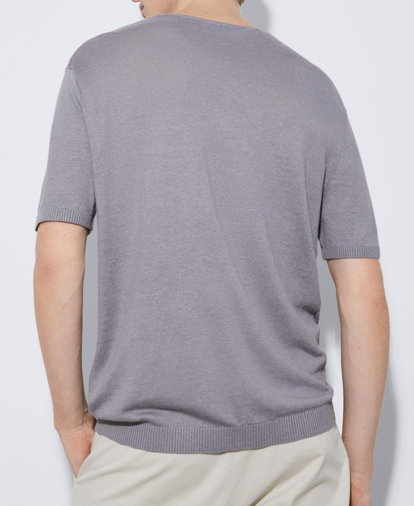 Linen knitted crew neck t-shirt image number 2