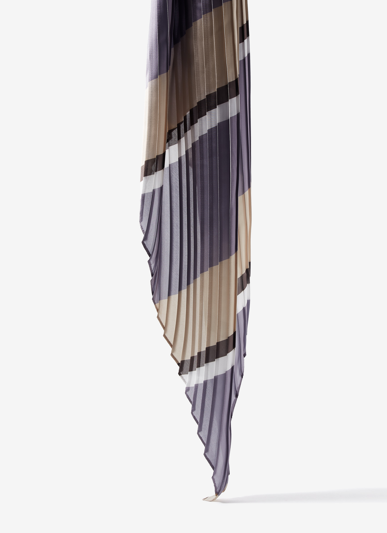 Pleated foulard with multicolour stripes image number 2