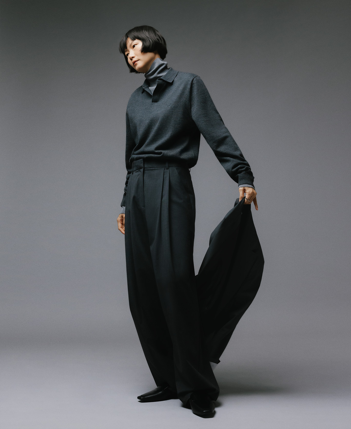 Charcoal gray tailored trousers woman AD USA