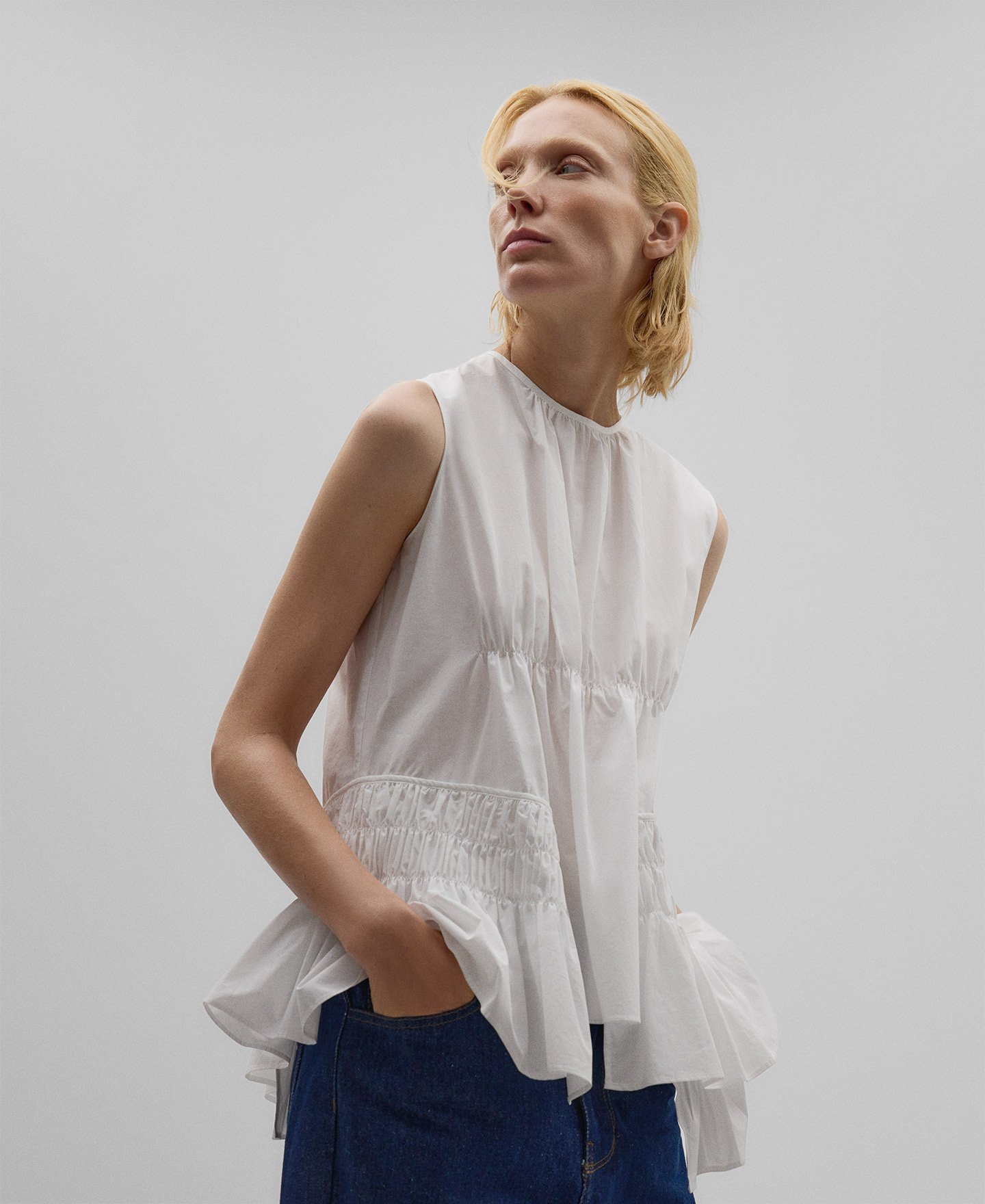 Asymmetrical ruffle top woman image number 0
