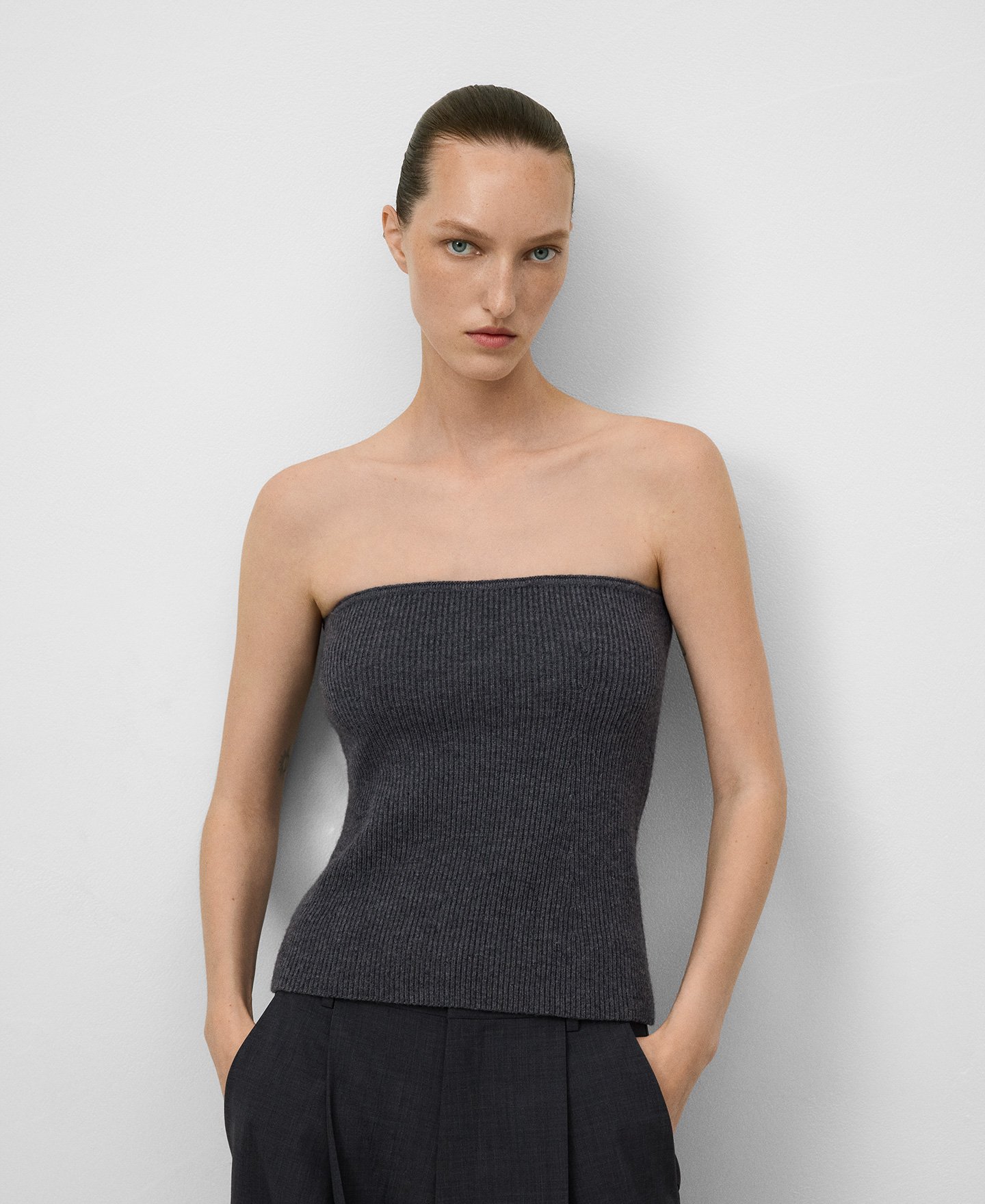 Merino wool tube top woman image number 0