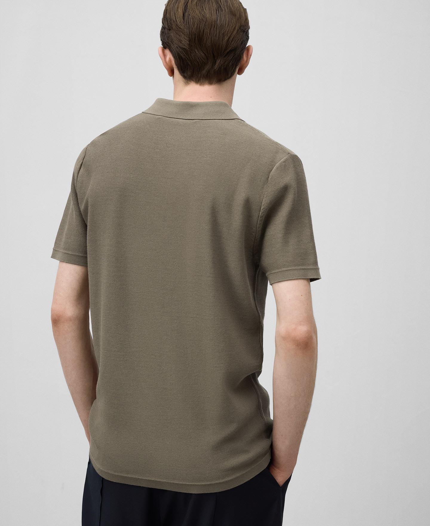 Cotton blend structured knit polo shirt man image number 2