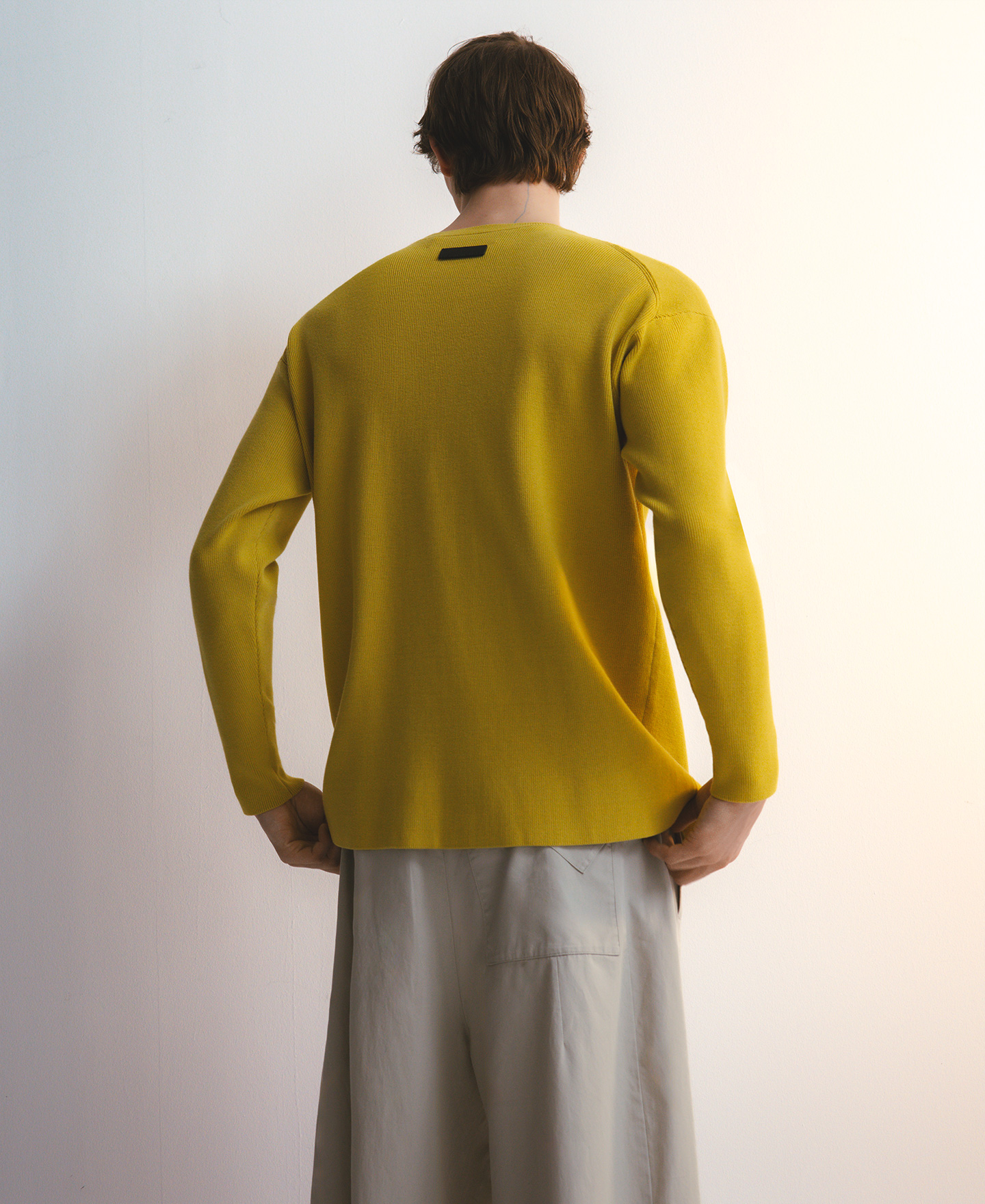 Knit sweater with a front piece man image number 2