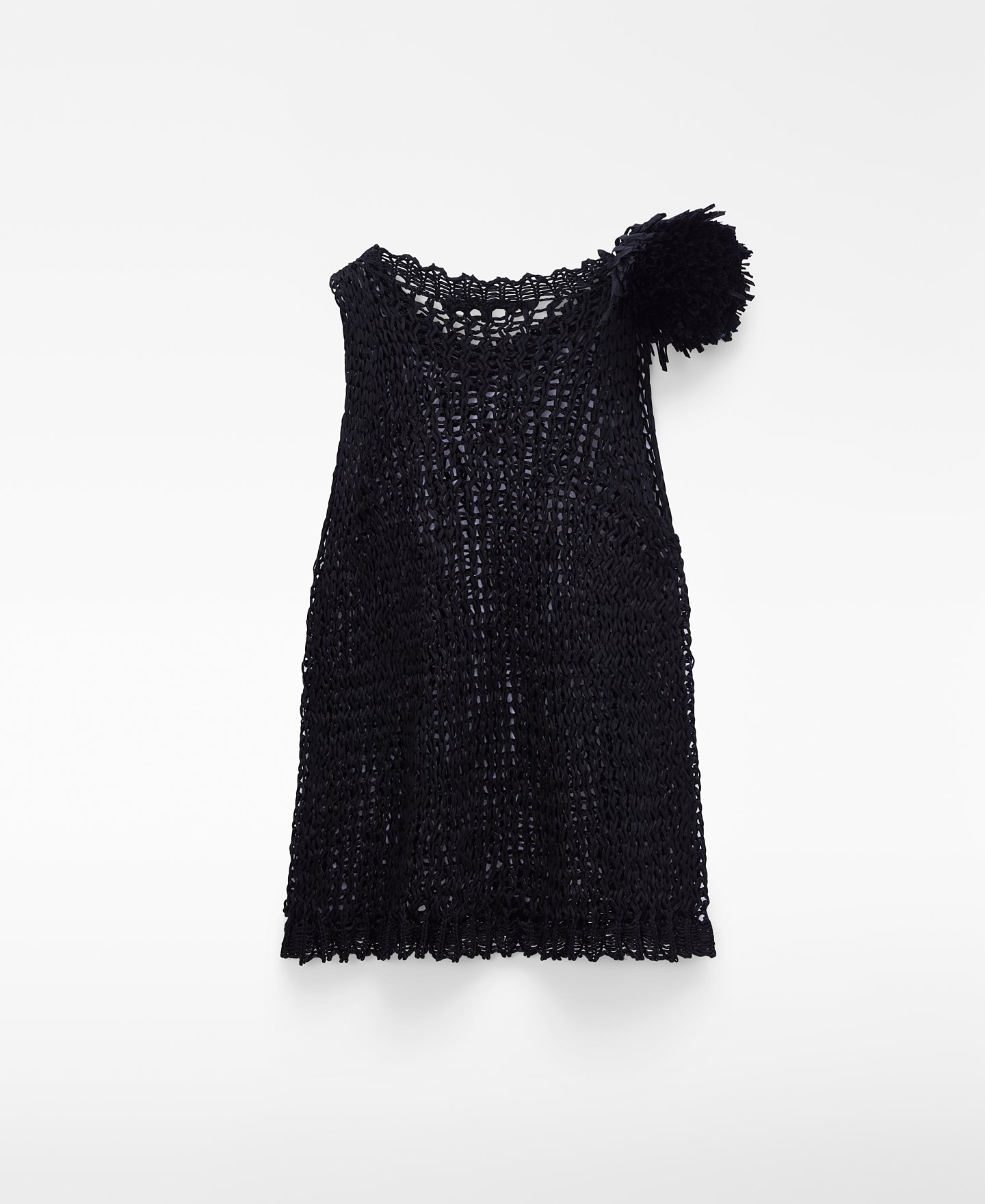 Cupro openwork knit top with pompon image number 1