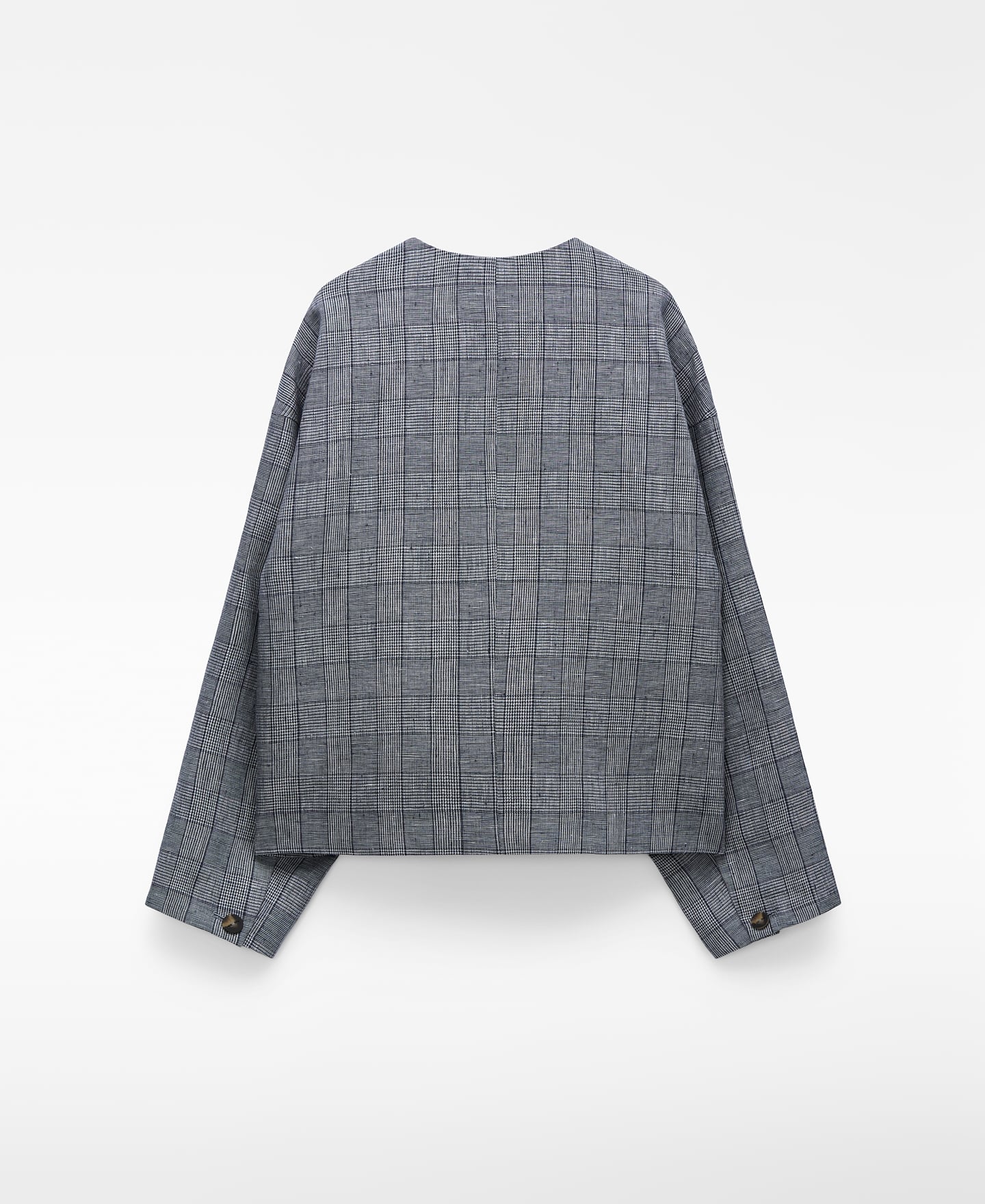 Linen checkered straight jacket image number 5