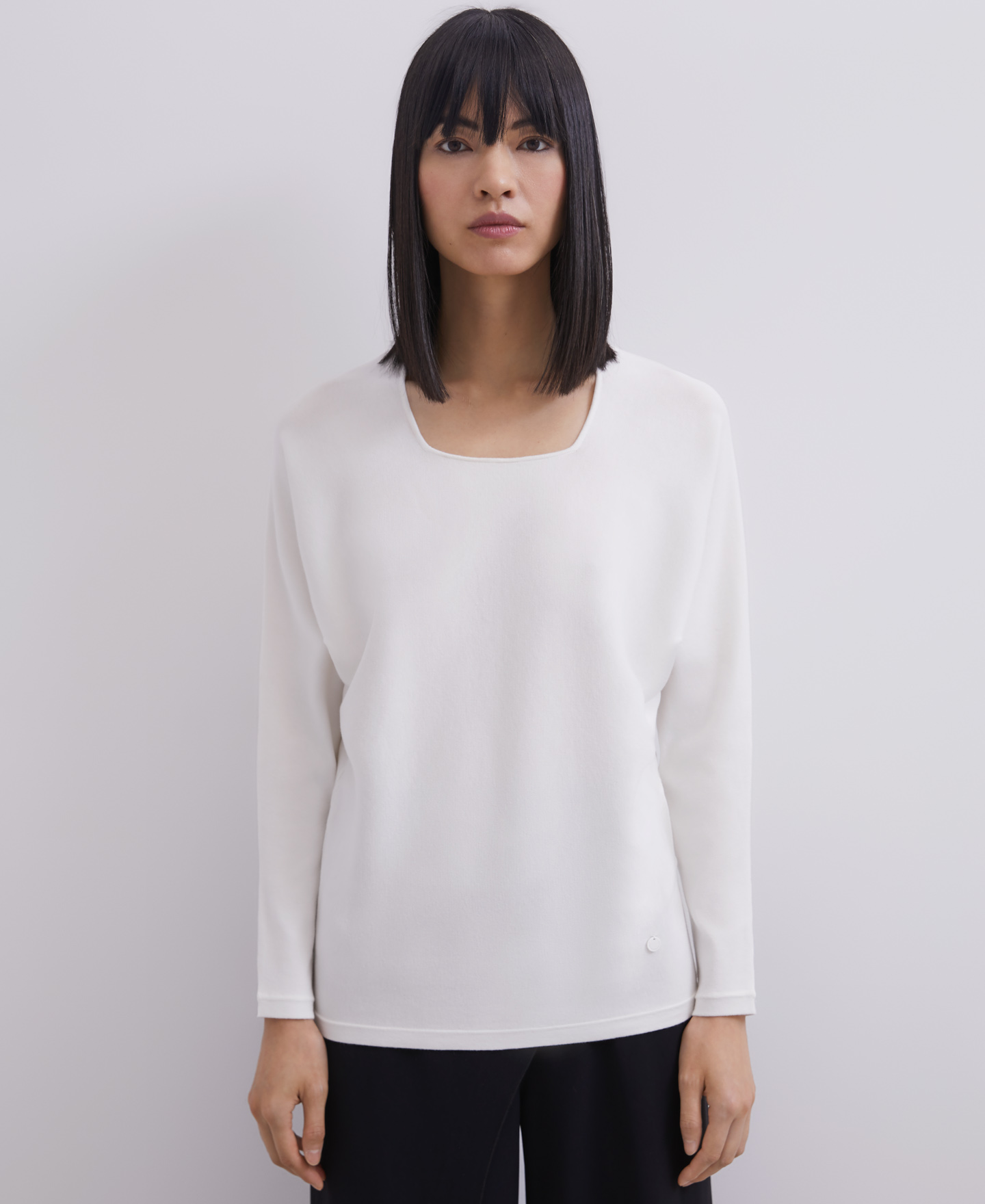 Fine sweater with squared neckline image number 1