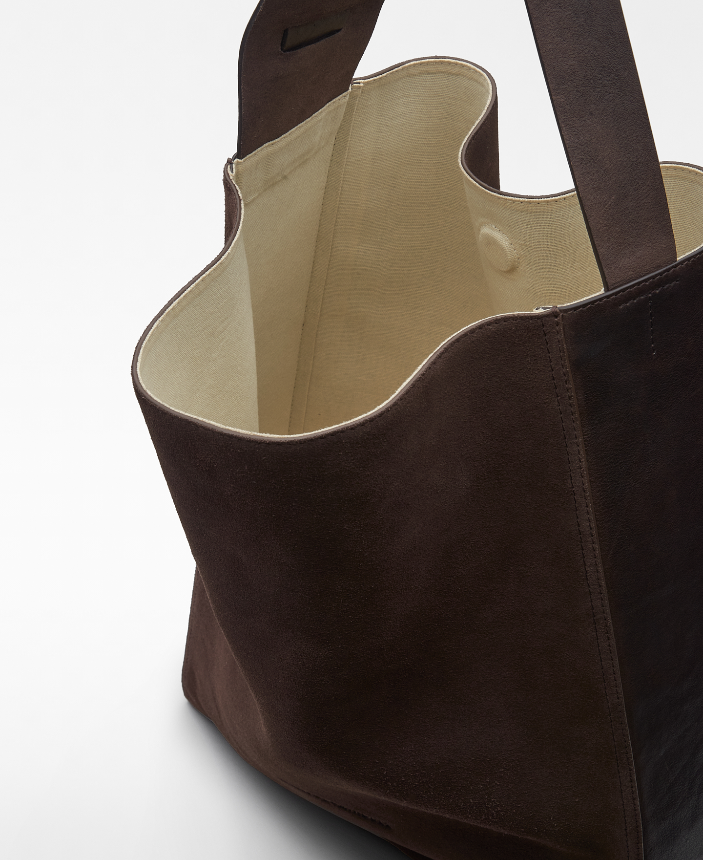 Brown leather and suede shopper bag man image number 3