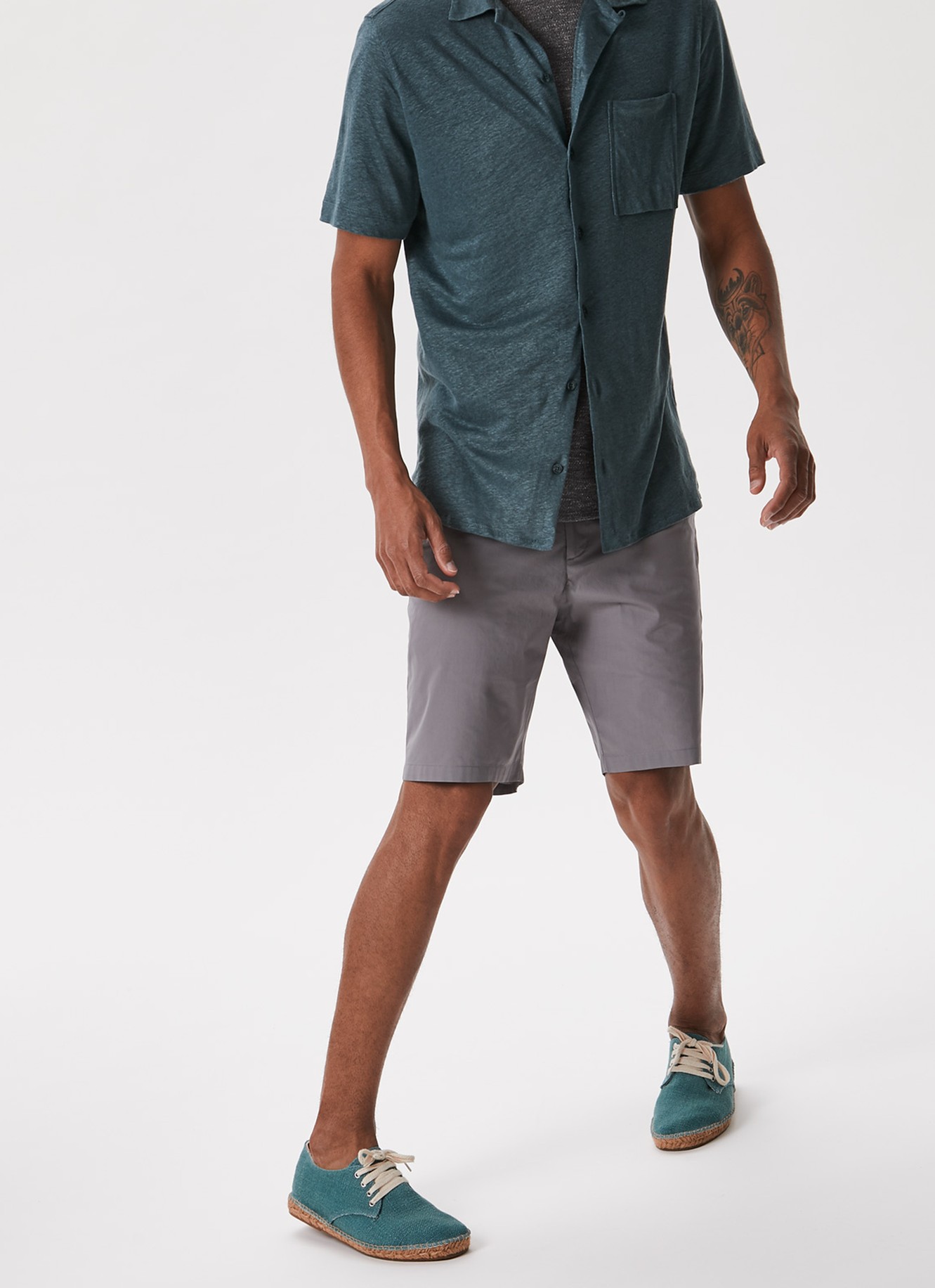 Linen knit bowling shirt image number 0