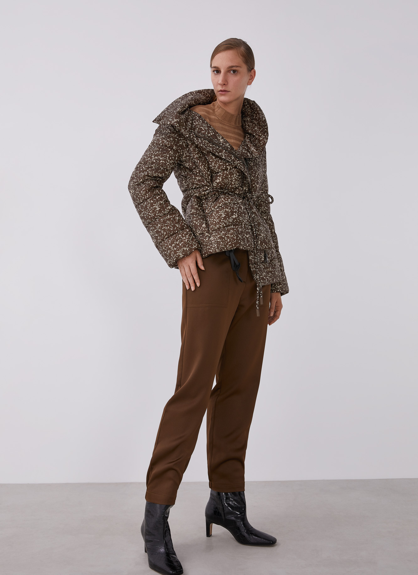 Printed puffer coat with print image number 0