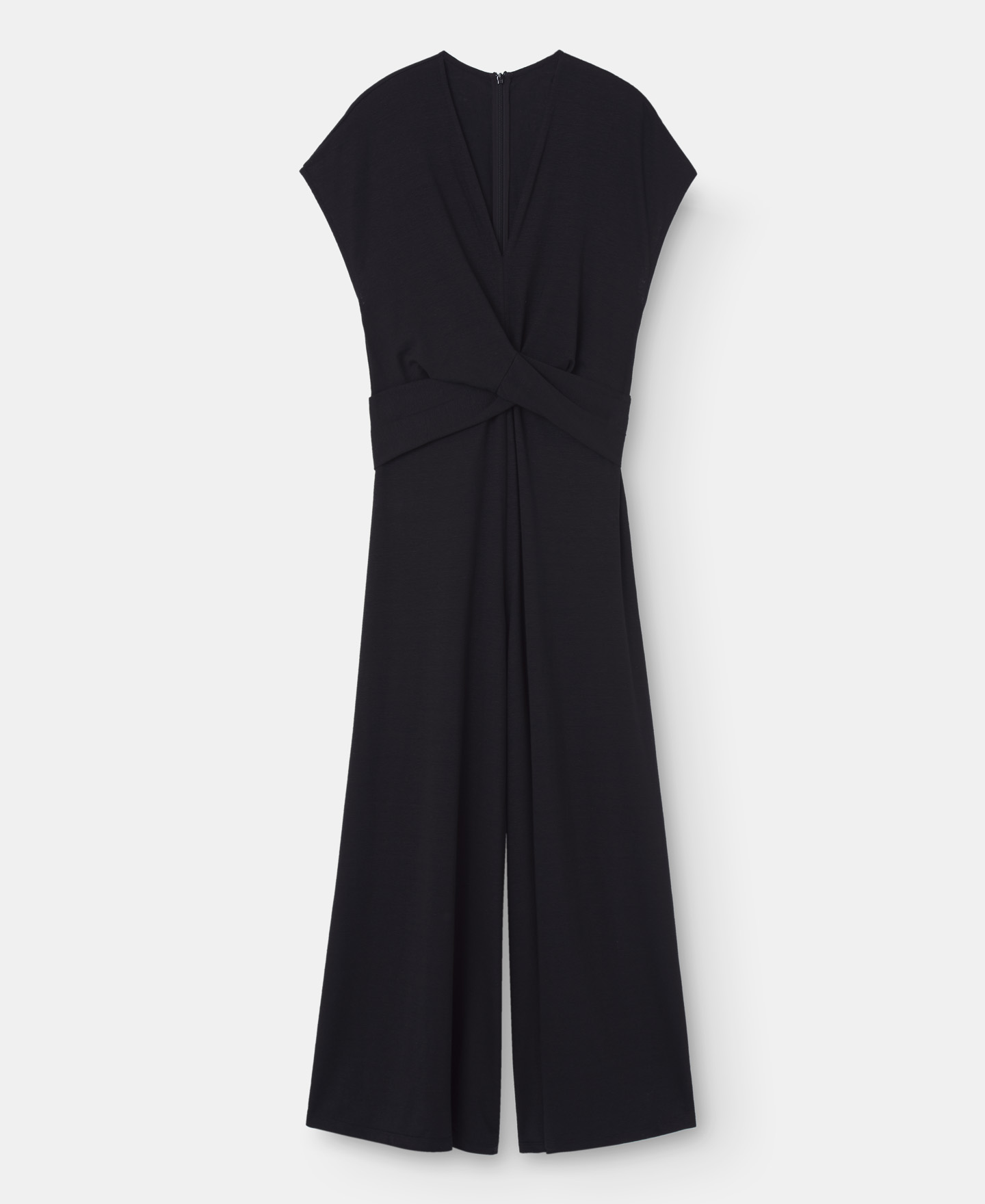 Black jumpsuit with linen belt detail image number 4