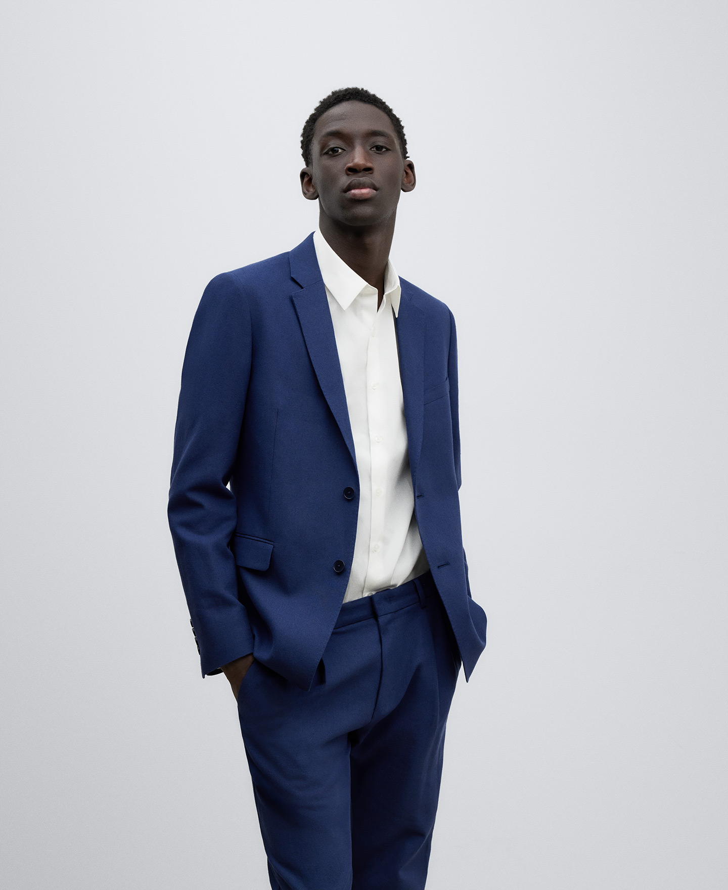 Blazer lino algodón azul marino hombre image number 0