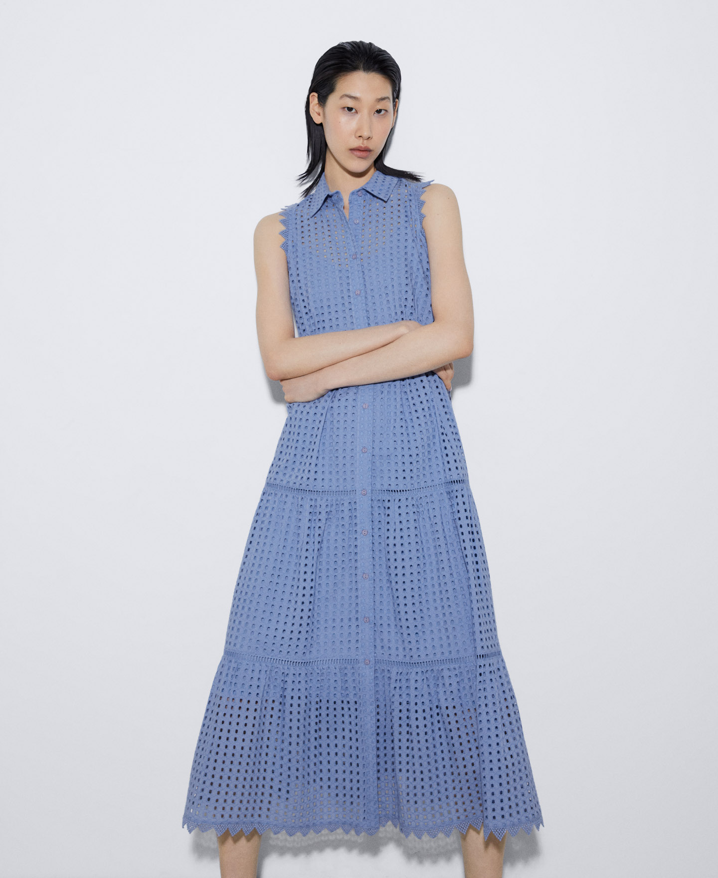 Long dress with shirt collar image number 0