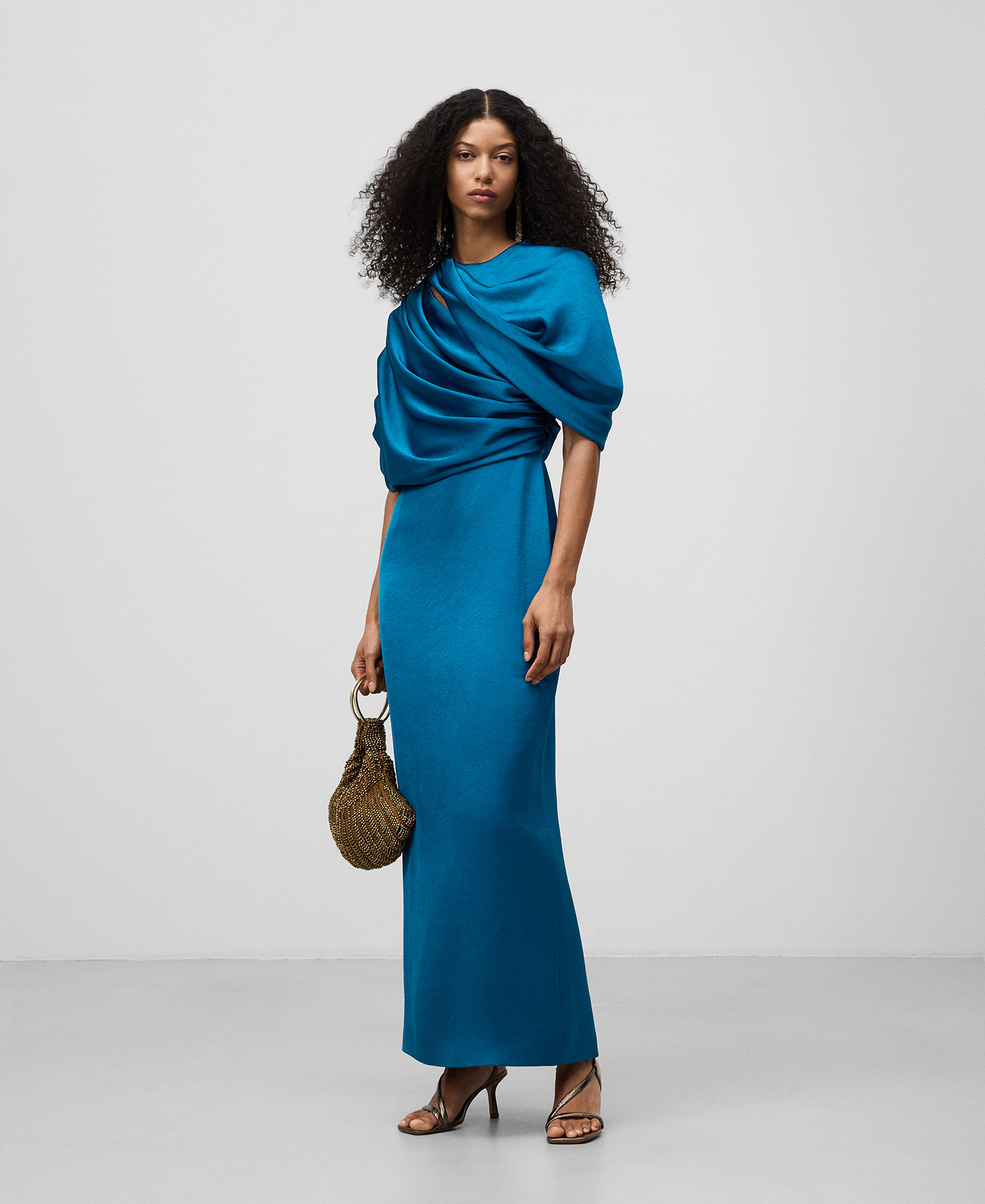 Draped long dress woman image number 1