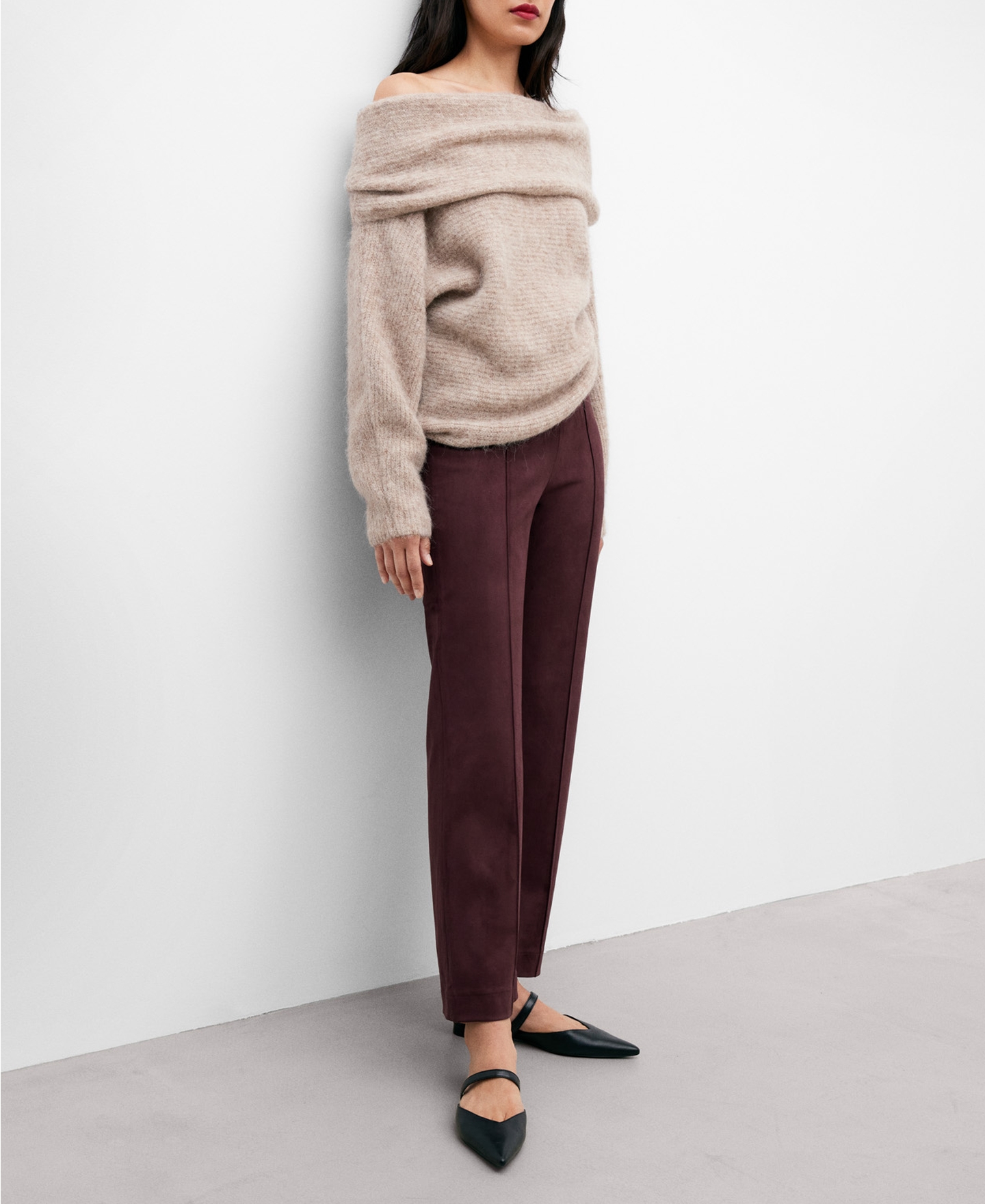 Faux sueden ankle-length trousers women image number 1