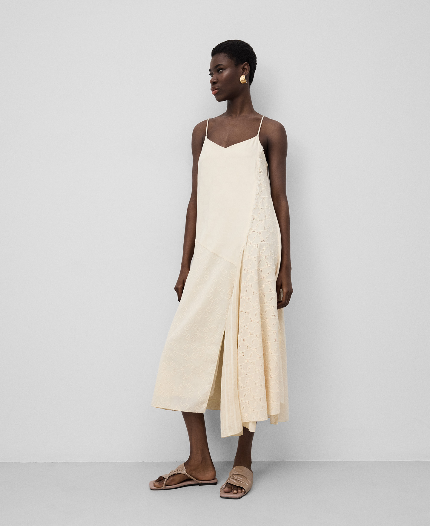 Asymmetrical combined dress woman image number 0