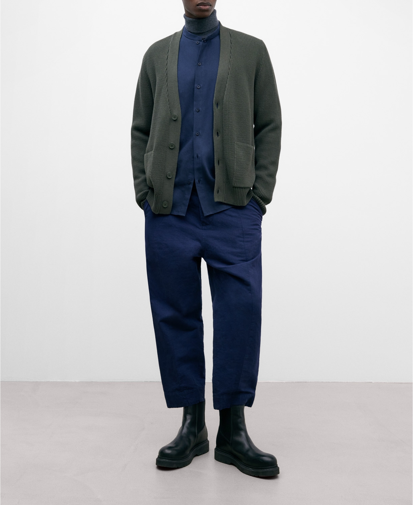 Mandarin collar men's shirt in cotton image number 1