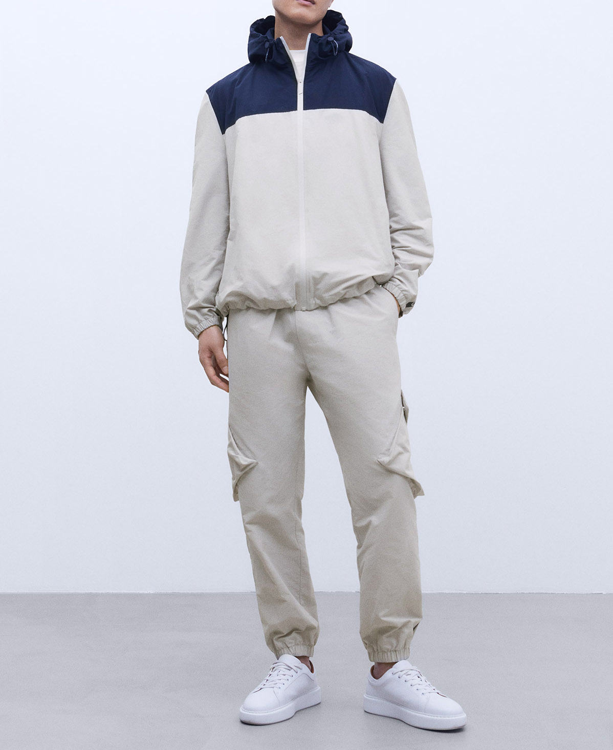 Two-colour nylon and cotton windbreaker image number 1