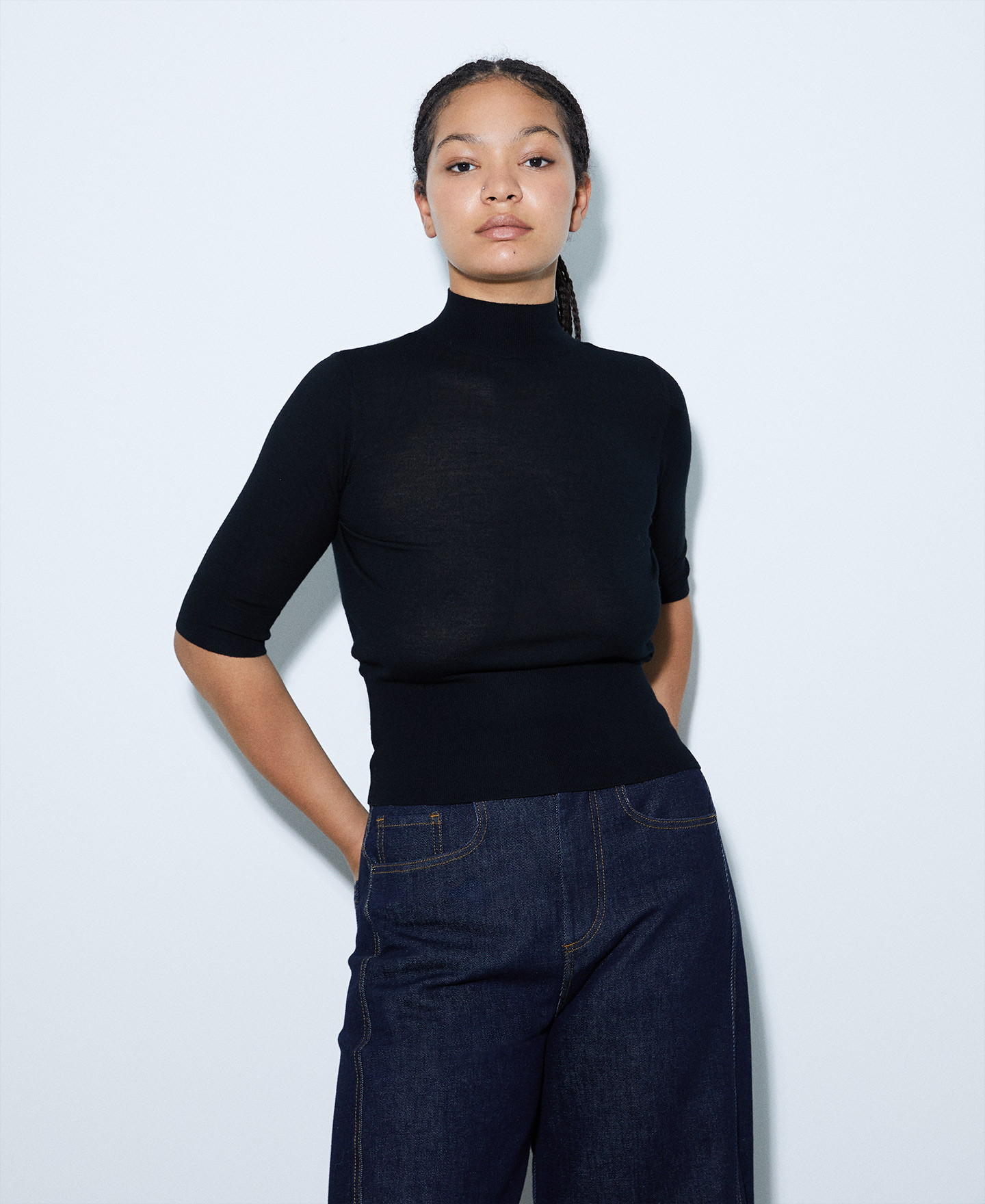 Merino wool perkins collar sweater image number 0