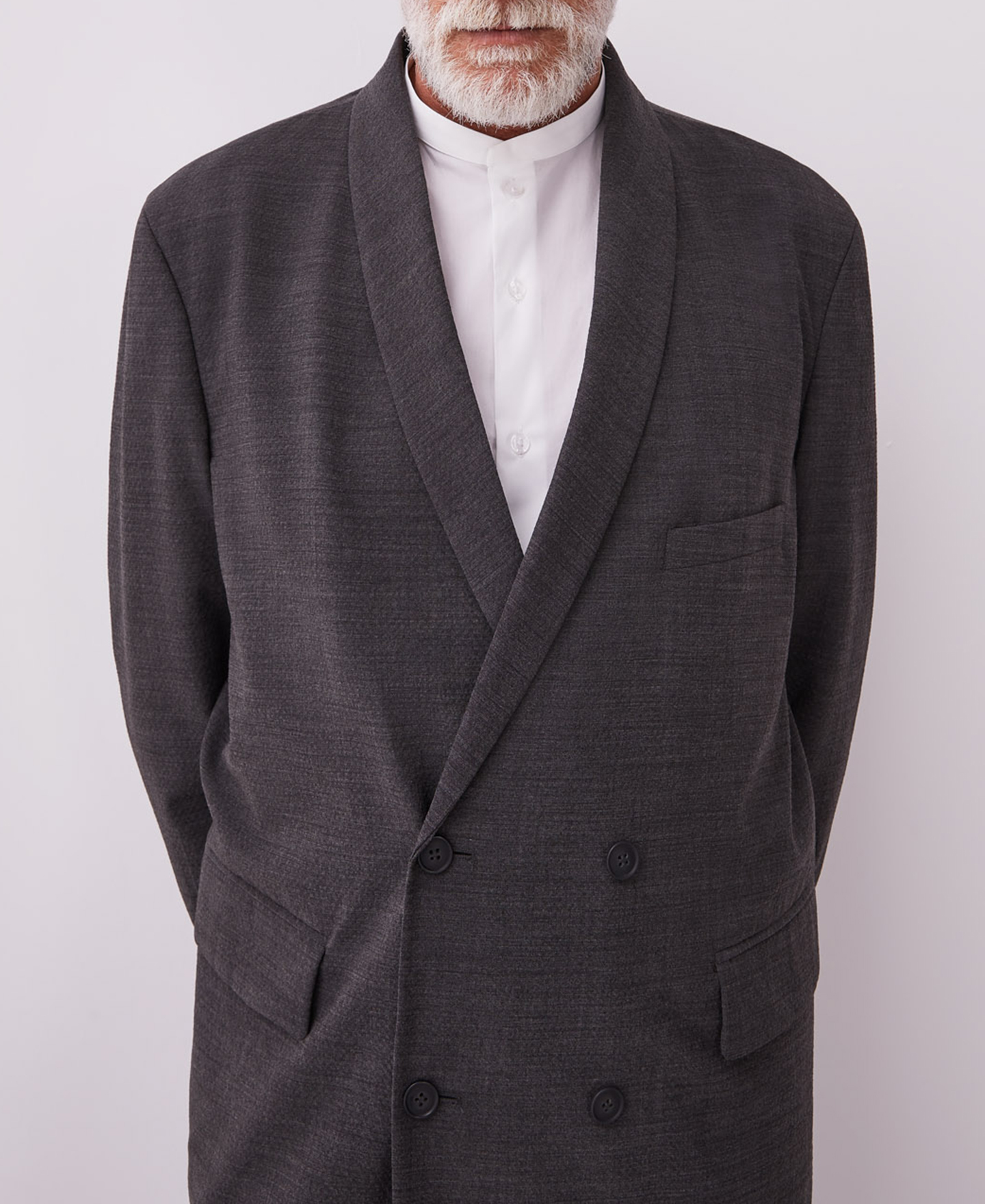 Wrap jacket with smoking collar image number 2