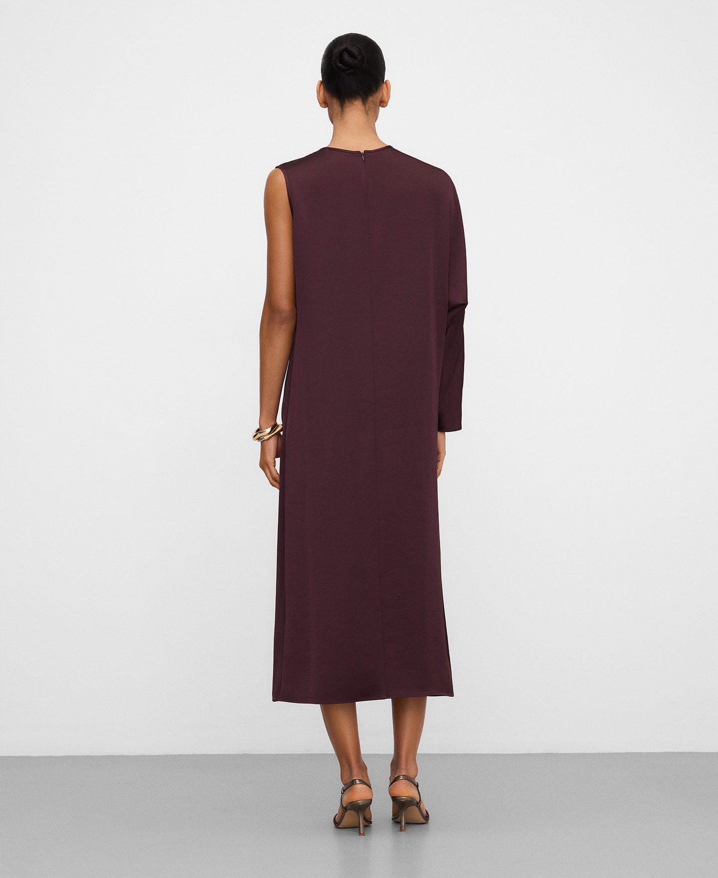 Vestido largo asim&eacute;trico doble capa image number 2