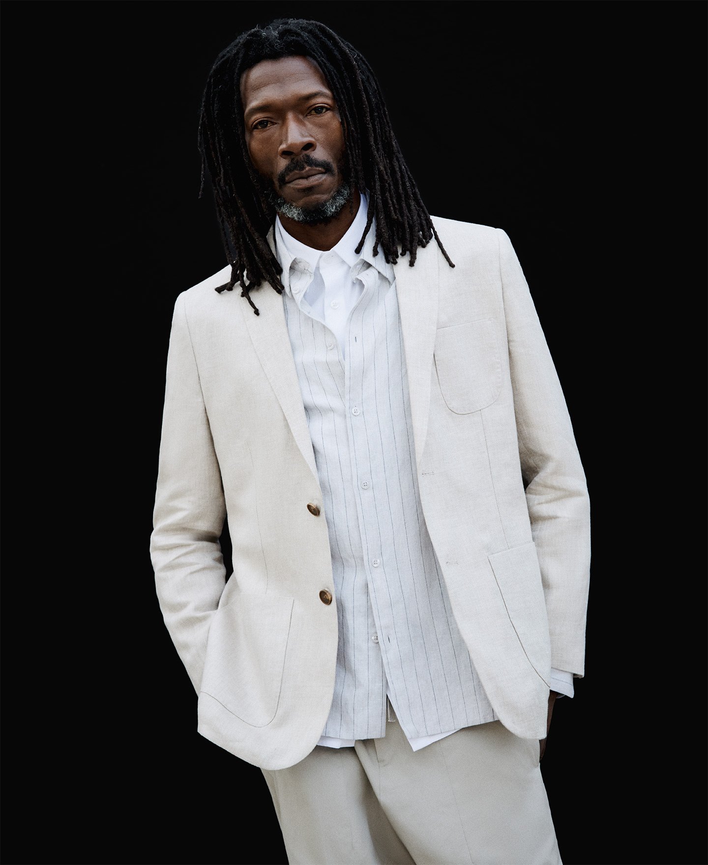 Blazer estructurada lino hombre image number 0