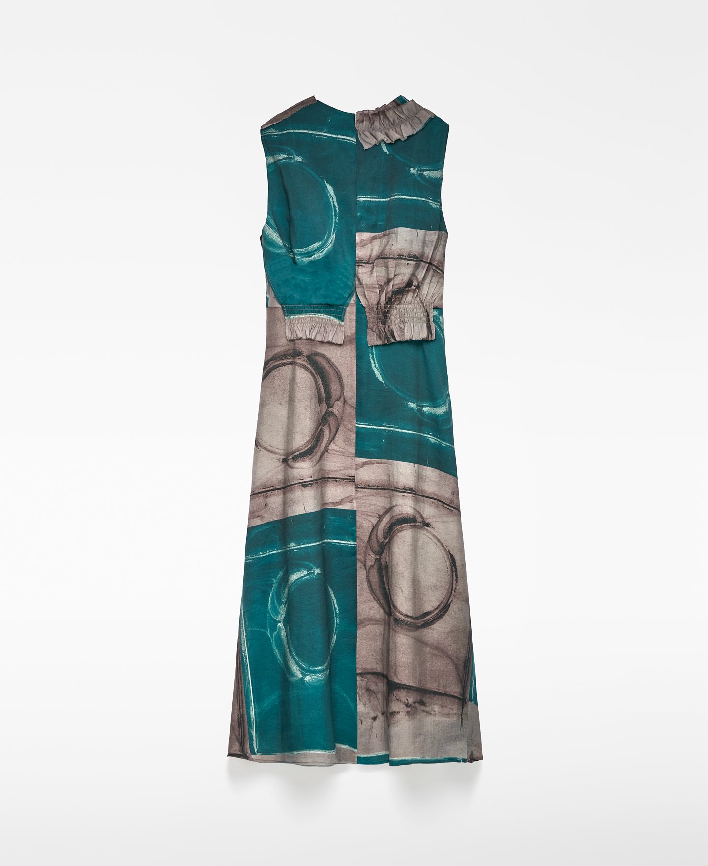 Printed dress with ruffles woman image number 5