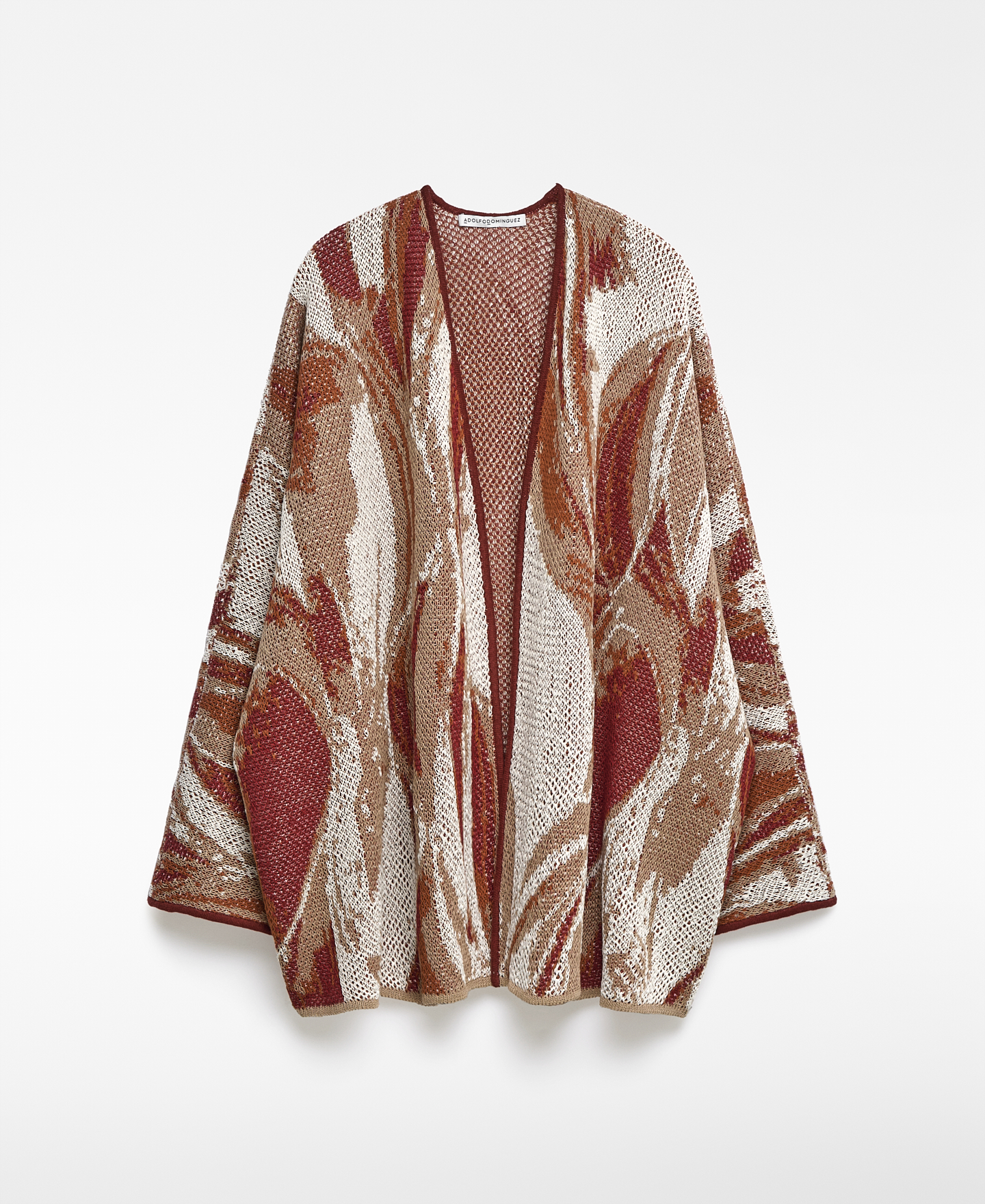 Chaqueta kimono jacquard con lino mujer image number 4