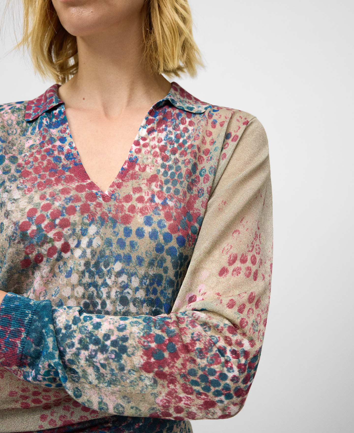Jersey estampado cuello polo mujer image number 3