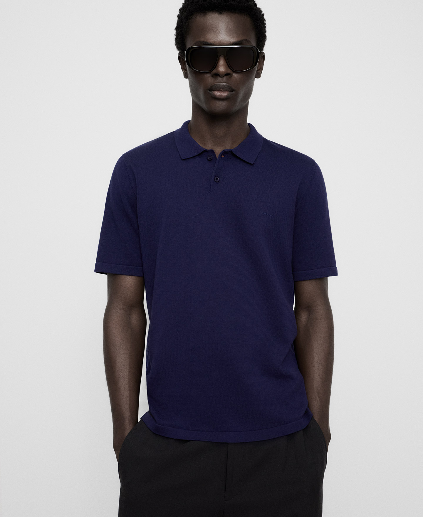 Organic cotton regular fit knit polo image number 0